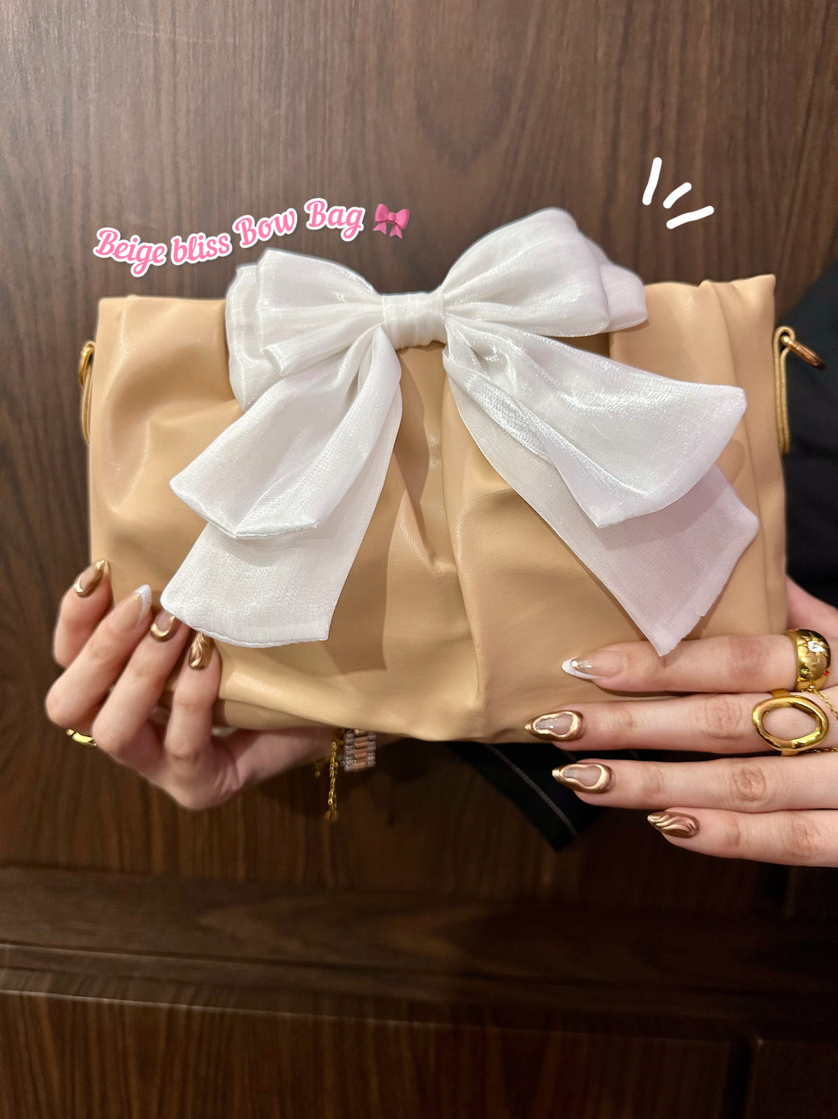 Beige bliss bow bag🎀