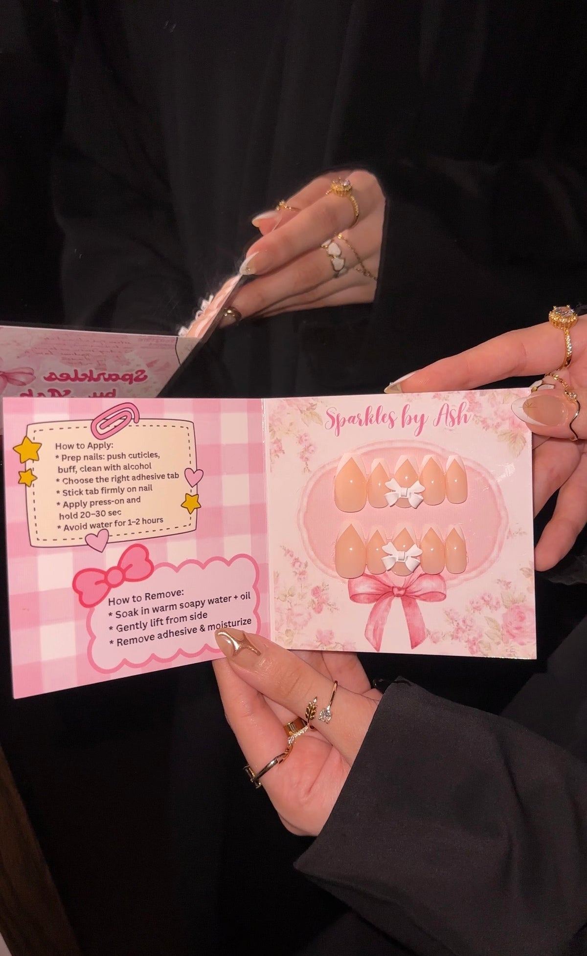 French bow nails 💗✨24pcs- free application kit