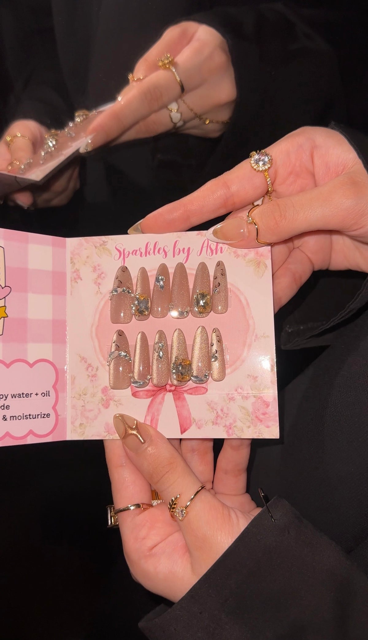 Luxury stones cat eye nails💗✨15pcs-free application kit
