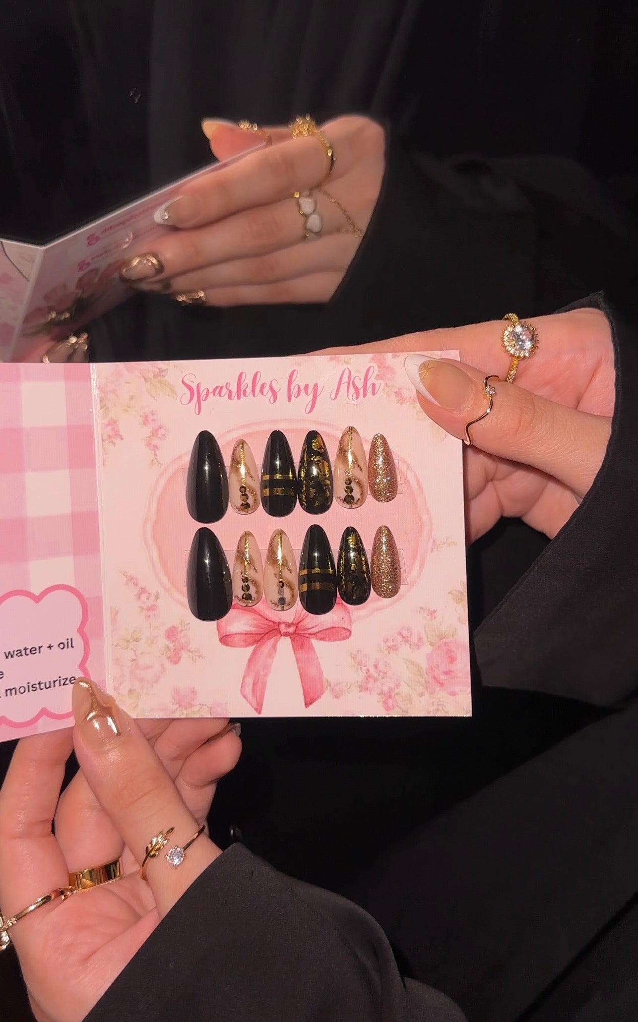 Luxury black & gold Nails 🖤✨24pcs-free application kit