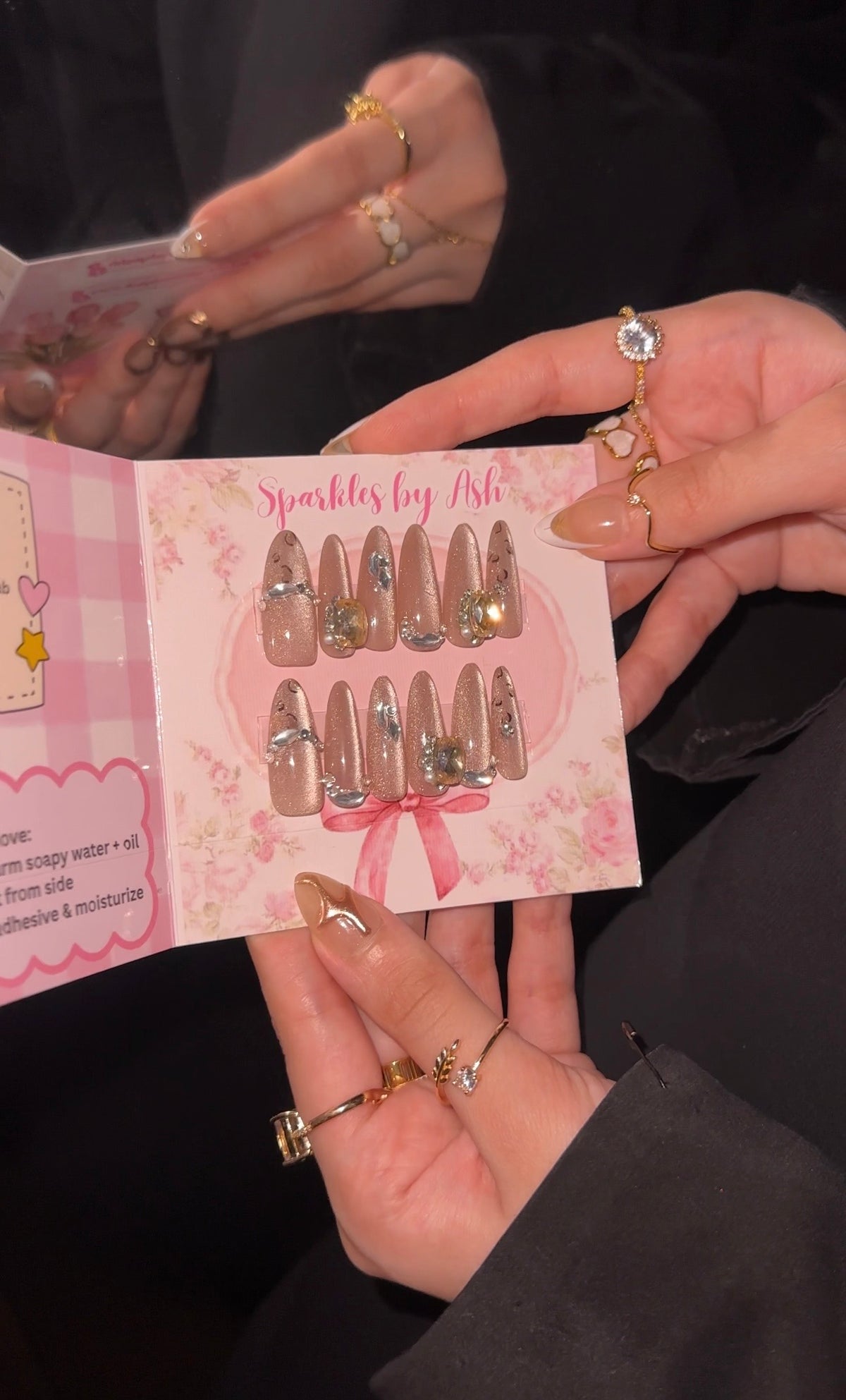 Luxury stones cat eye nails💗✨15pcs-free application kit