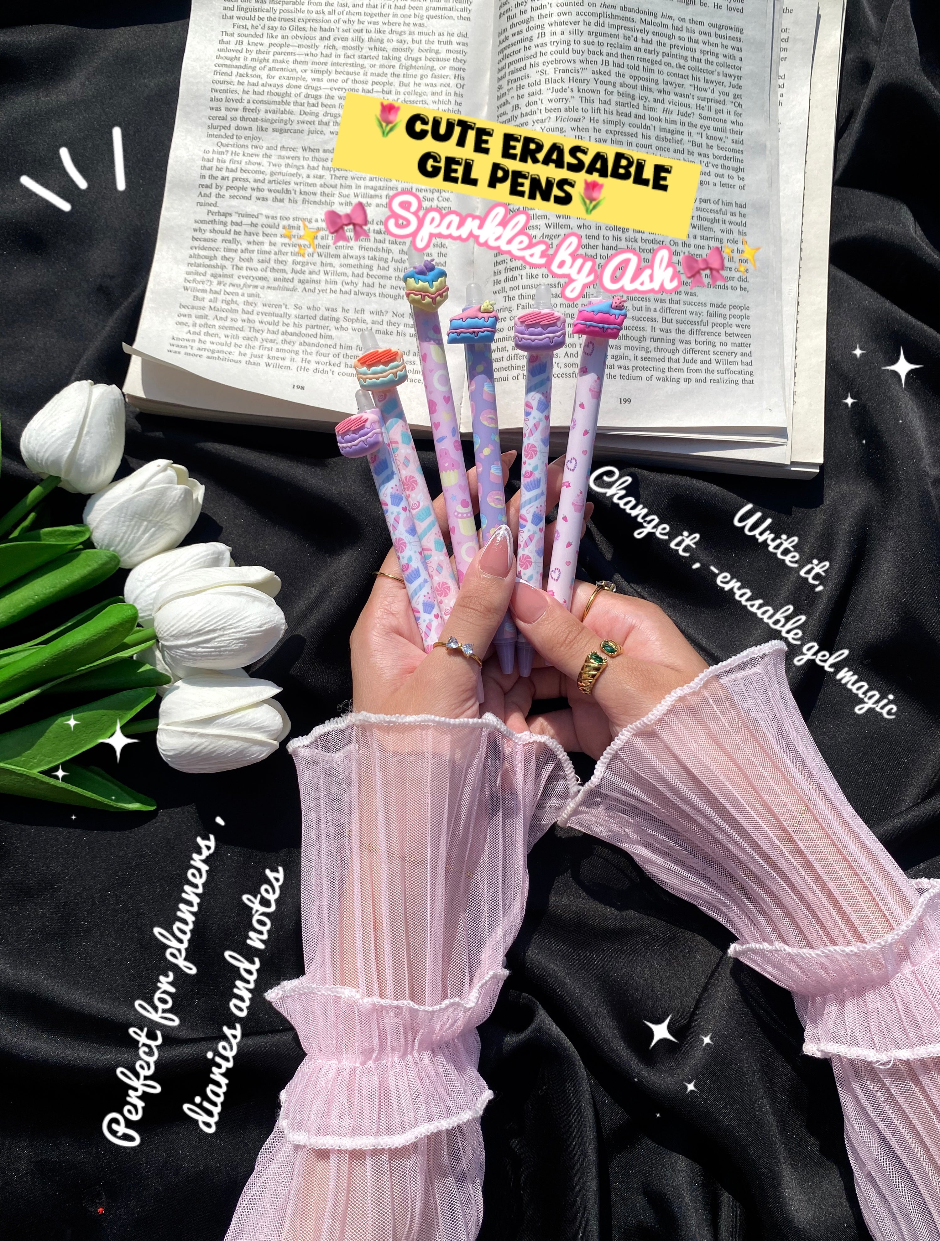 Cute cake 🍰 erasable gel pens ( blue ink )💕