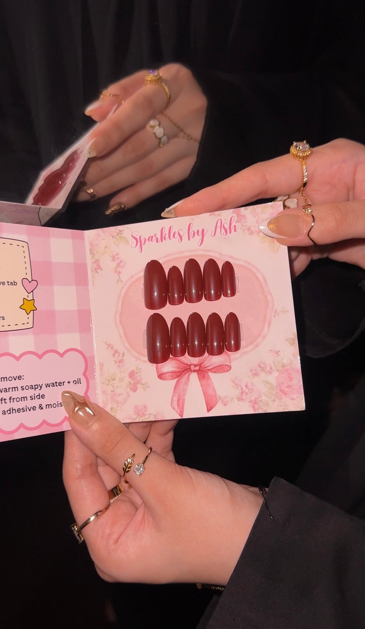 Maroon nails♥️24 pcs - free application kit