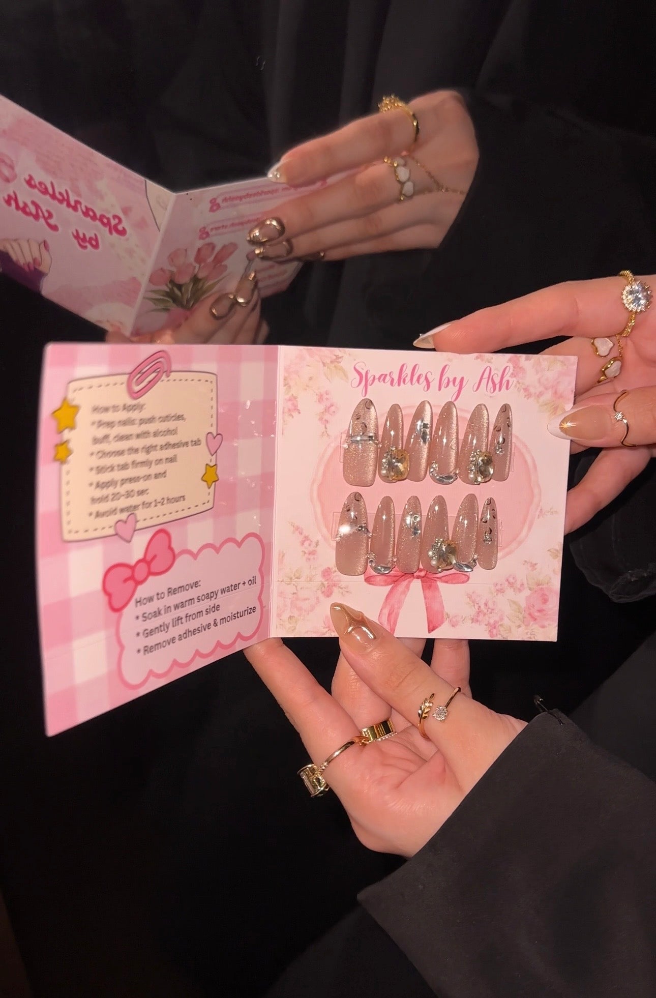Luxury stones cat eye nails💗✨15pcs-free application kit