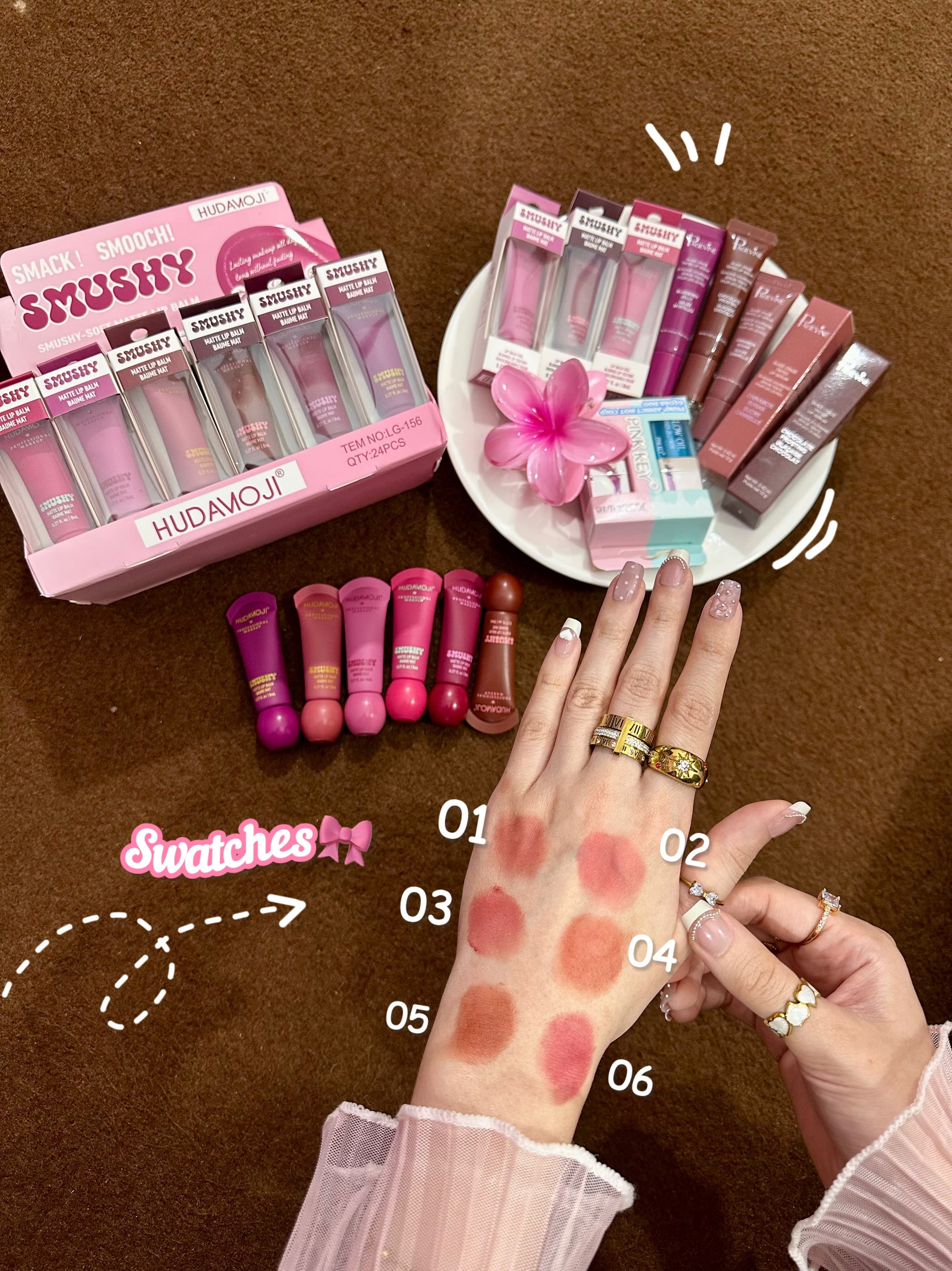 Hudamoji smushy soft matte lip balm💗