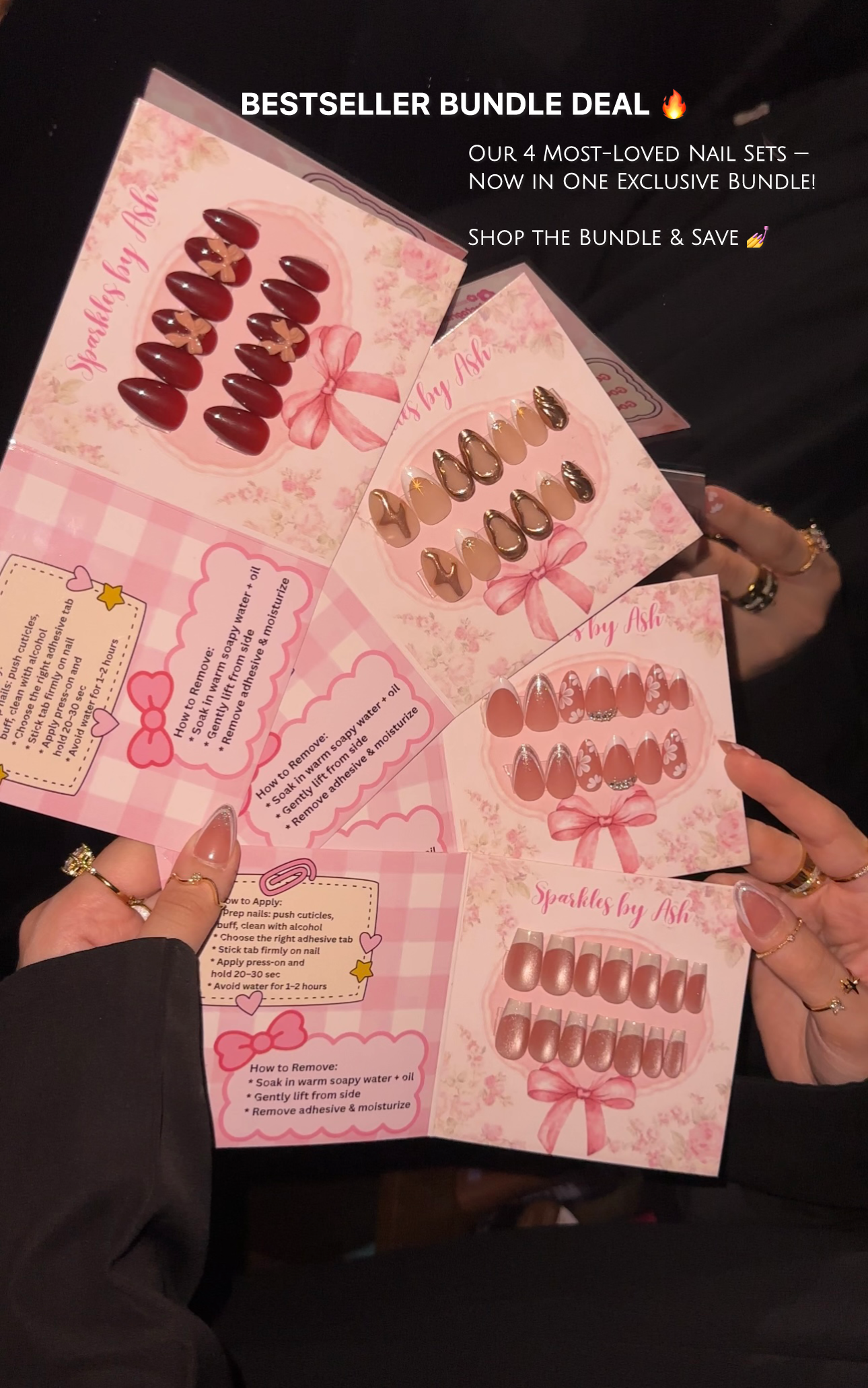 Hot Sellers Bundle Deal-(4 Nail Sets ) 💗💅🏻 Free Application kit