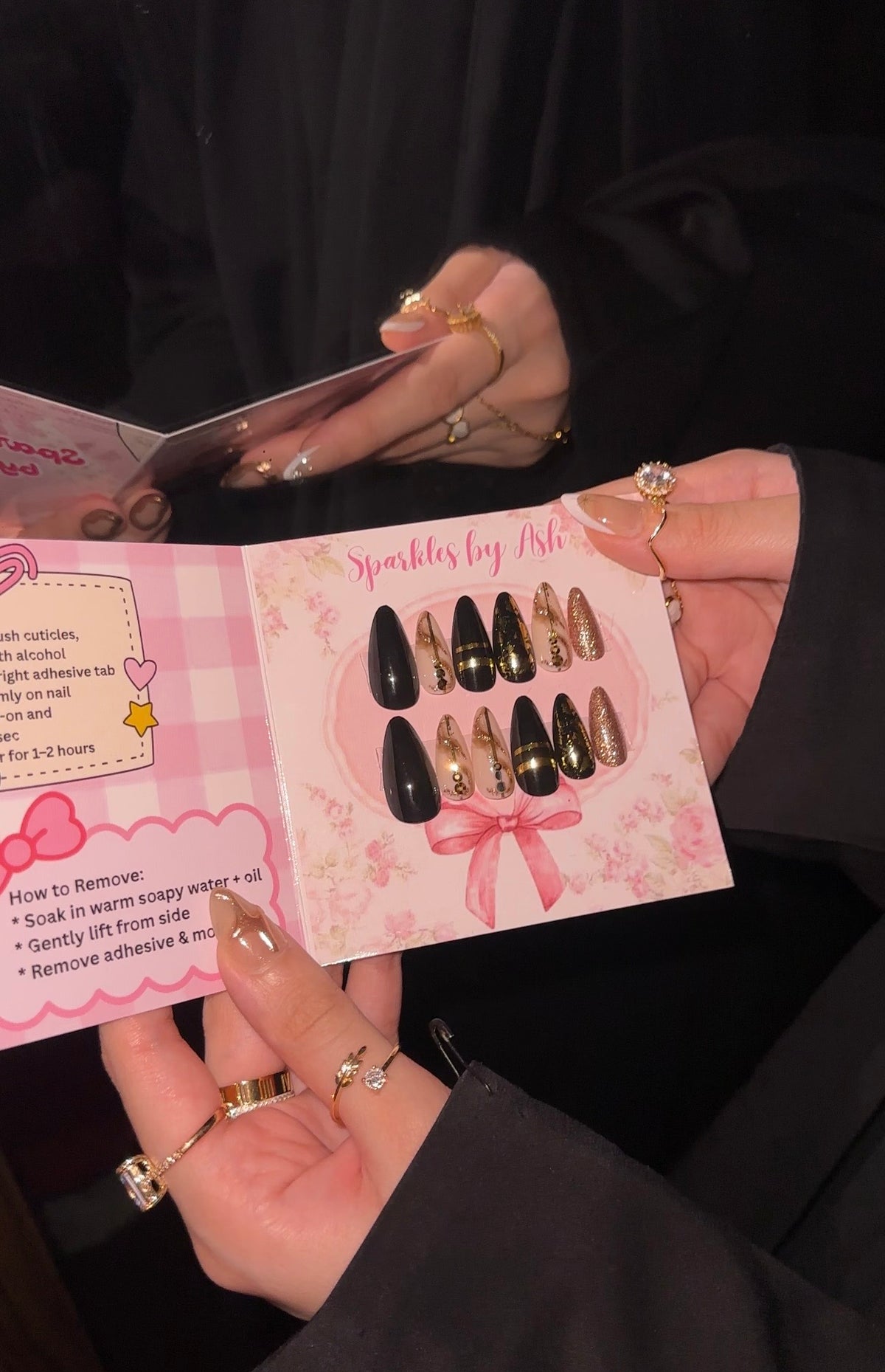 Luxury black & gold Nails 🖤✨24pcs-free application kit