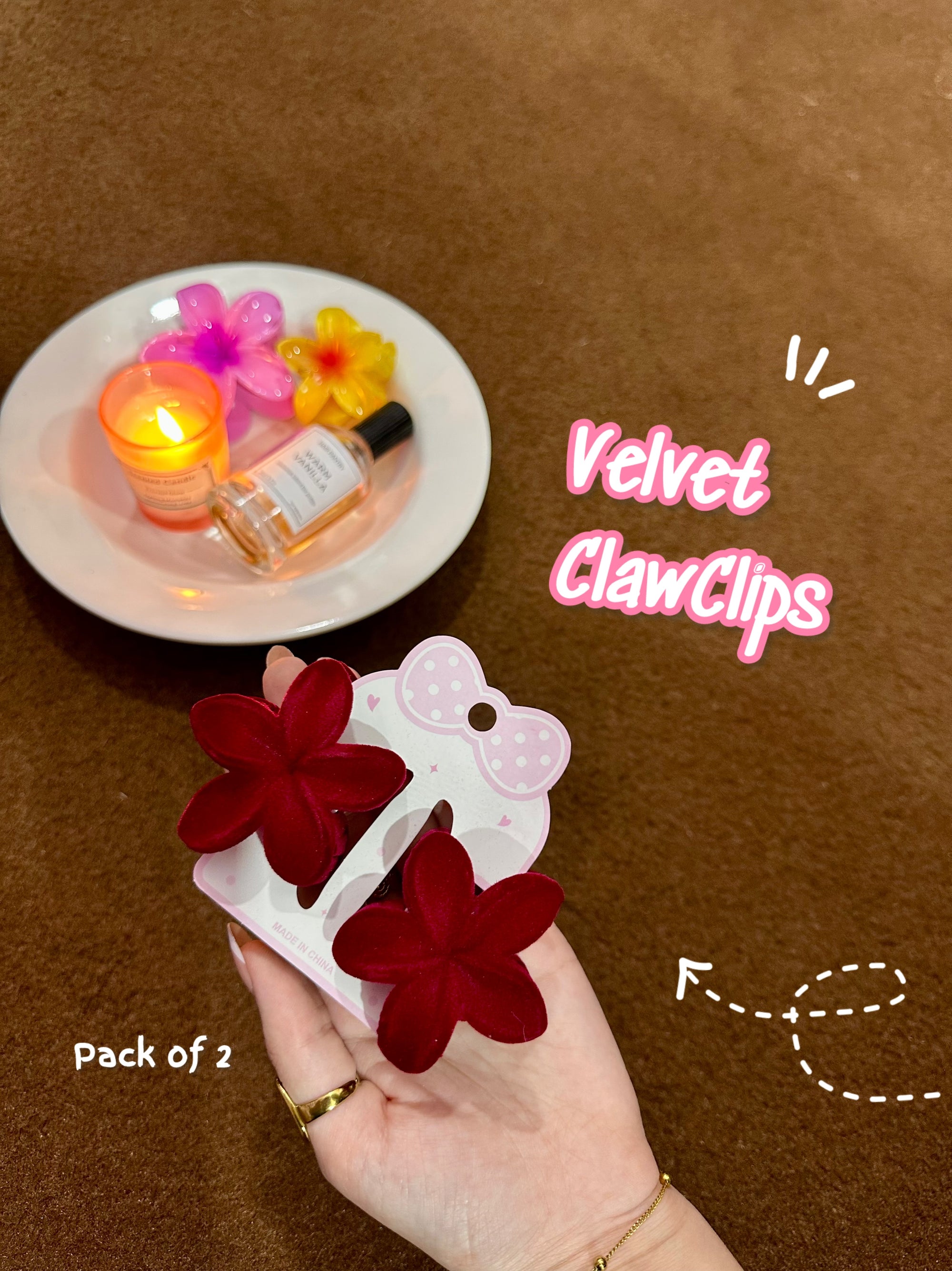 Velvet clawclips 💗pack of 2