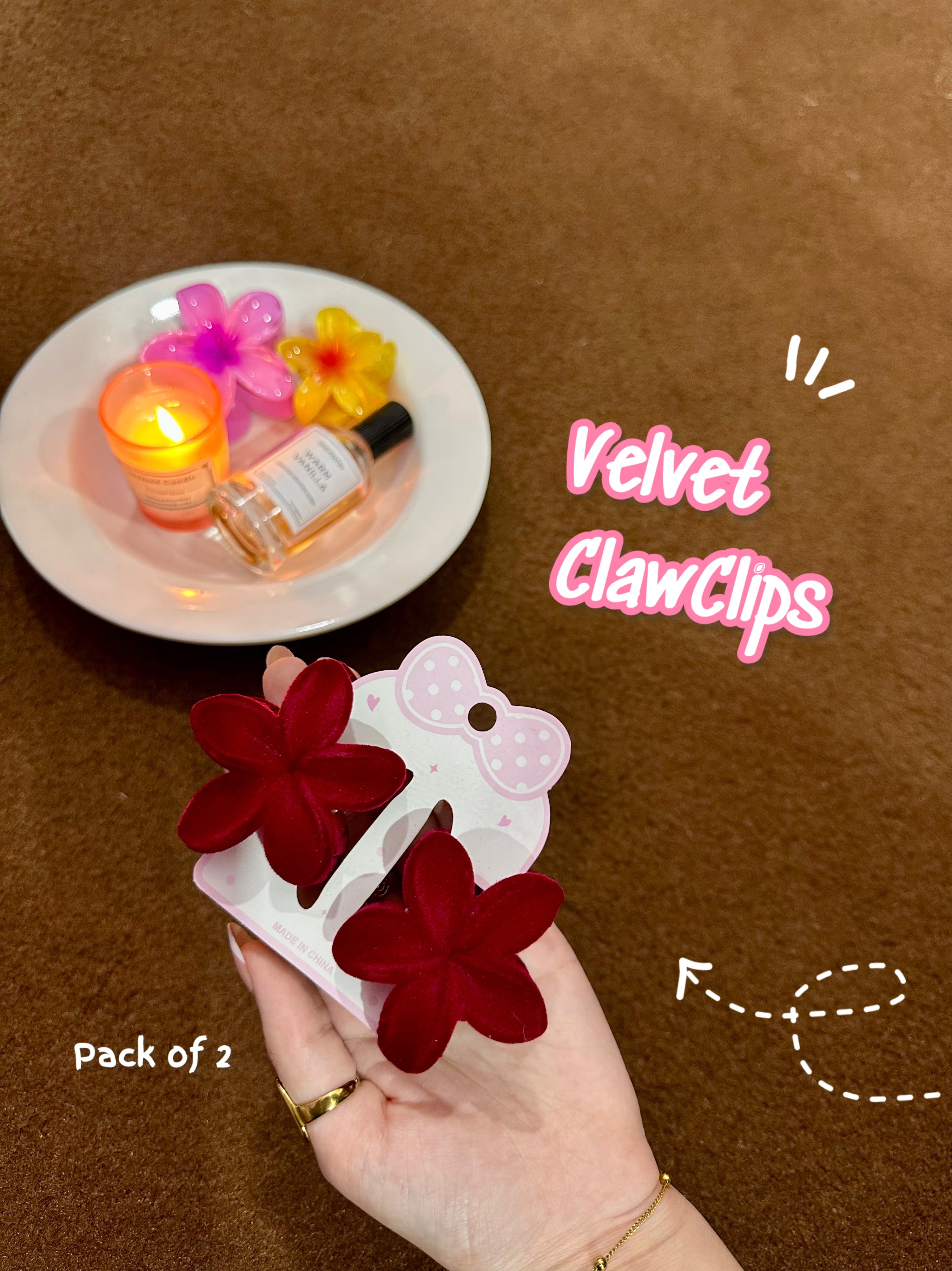 Velvet clawclips 💗pack of 2