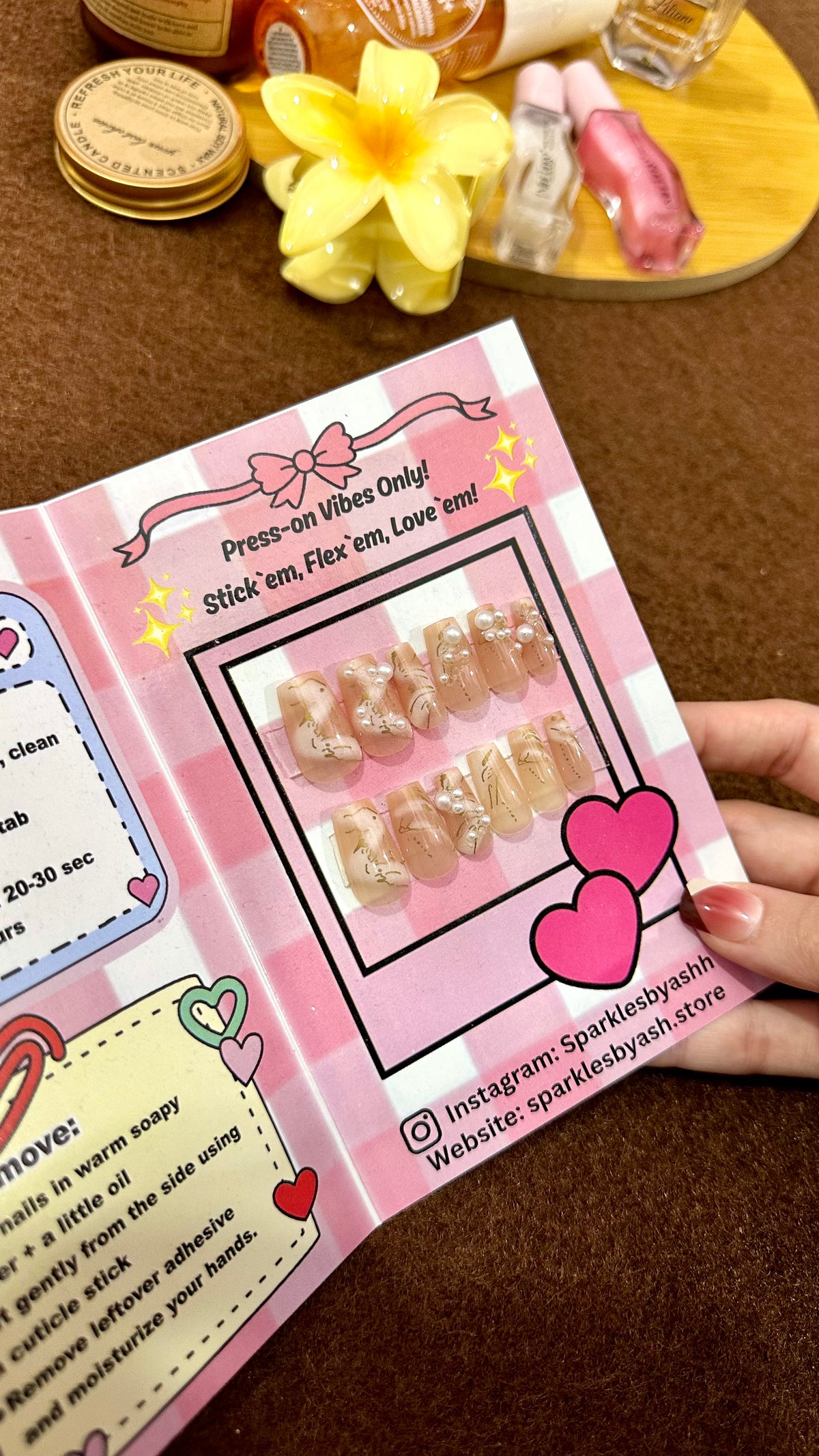 Warm nude stone nail set 💕