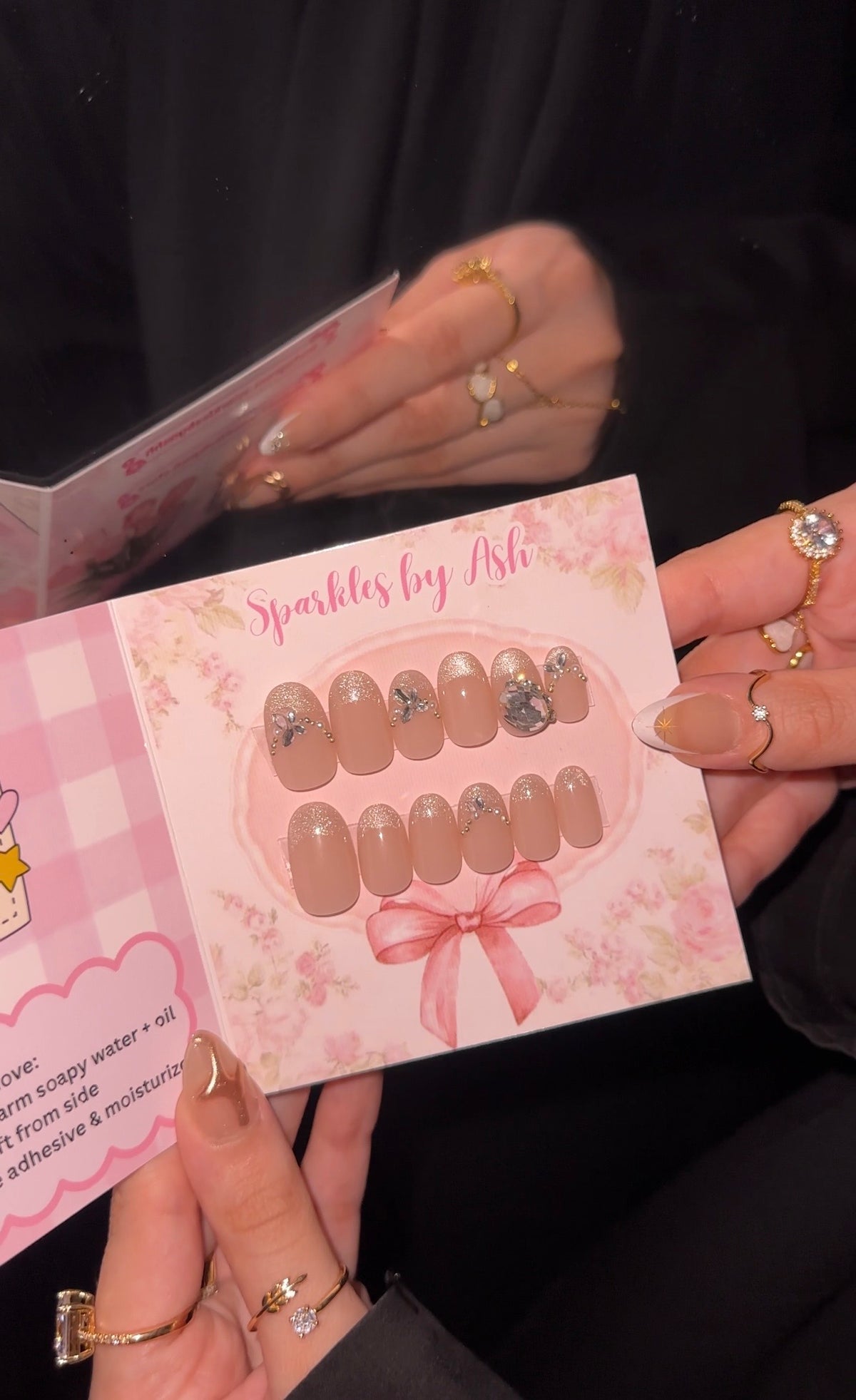 Crystal cat eye nails 🌷15pcs-free application kit