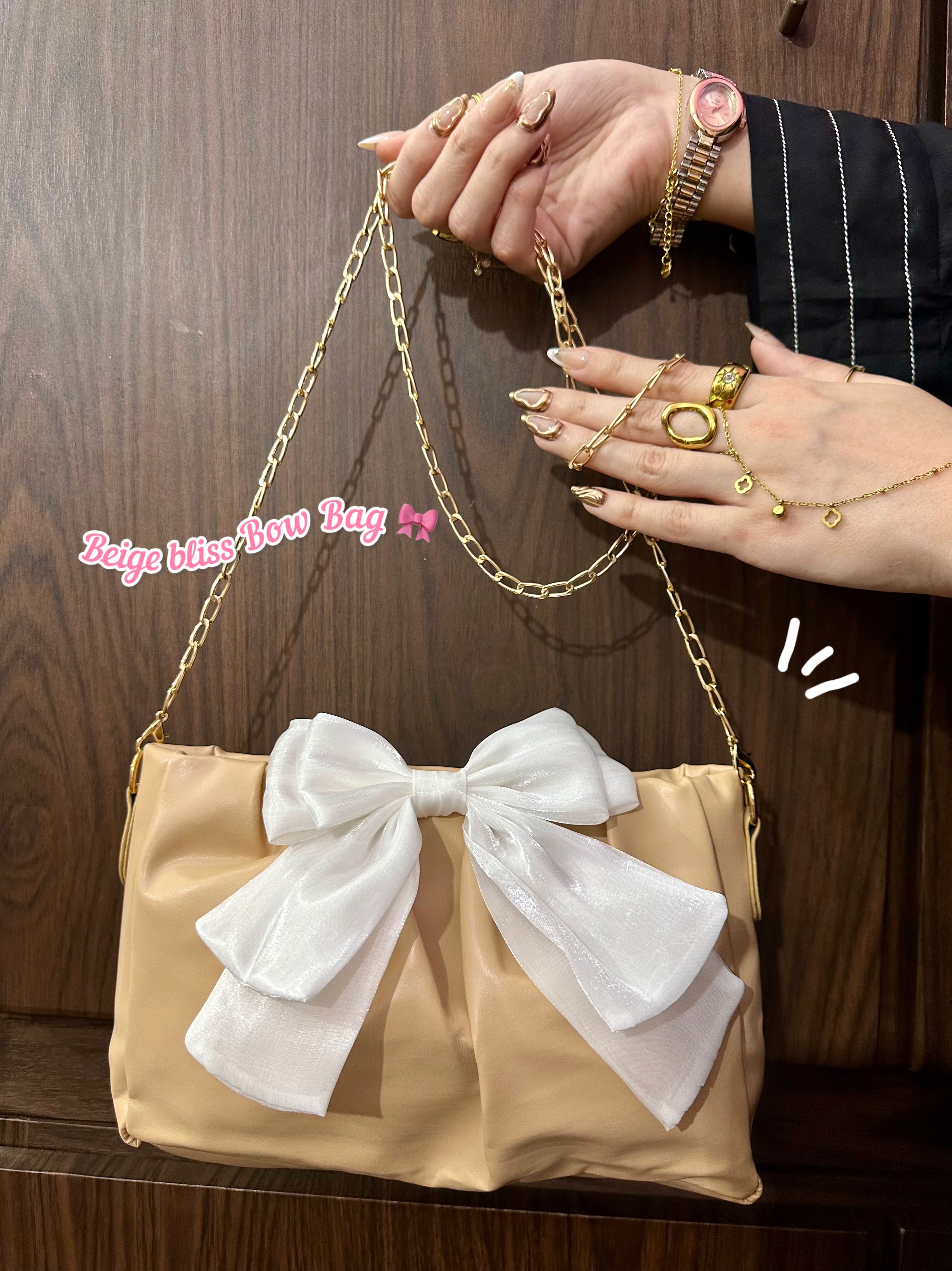 Beige bliss bow bag🎀