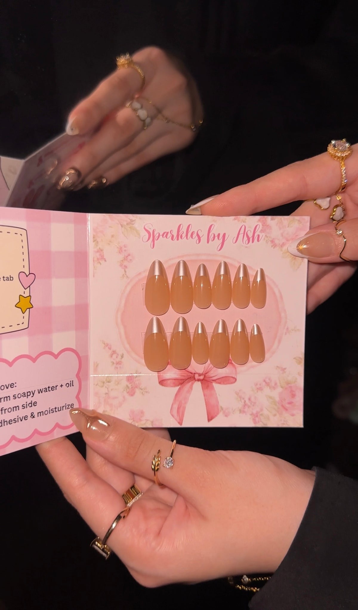 Chic Almond nude nails shiny tips🎀 -24pcs free application kit