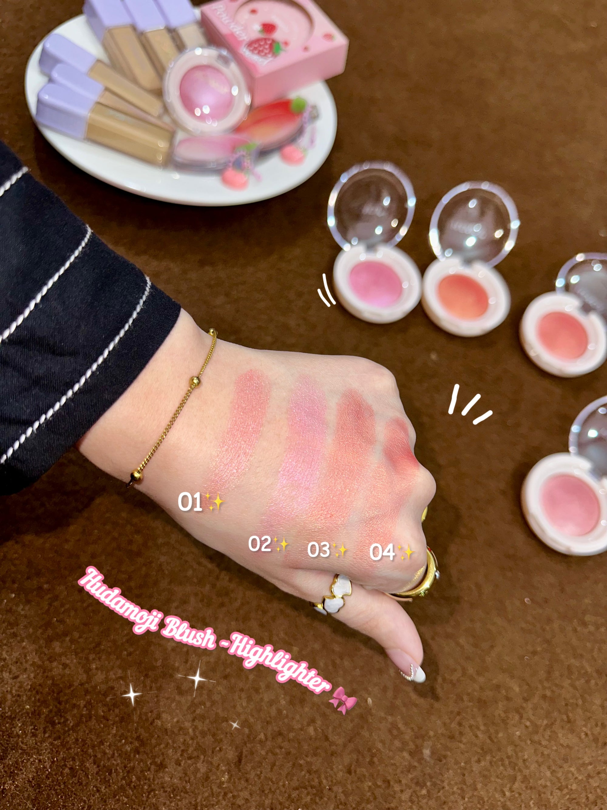 Hudamoji blush-highlighter 💗✨dewy finish