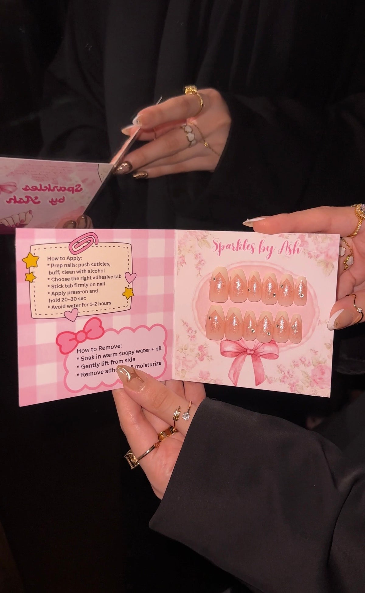 shiny sparkly nails 💗✨24pcs-free application kit
