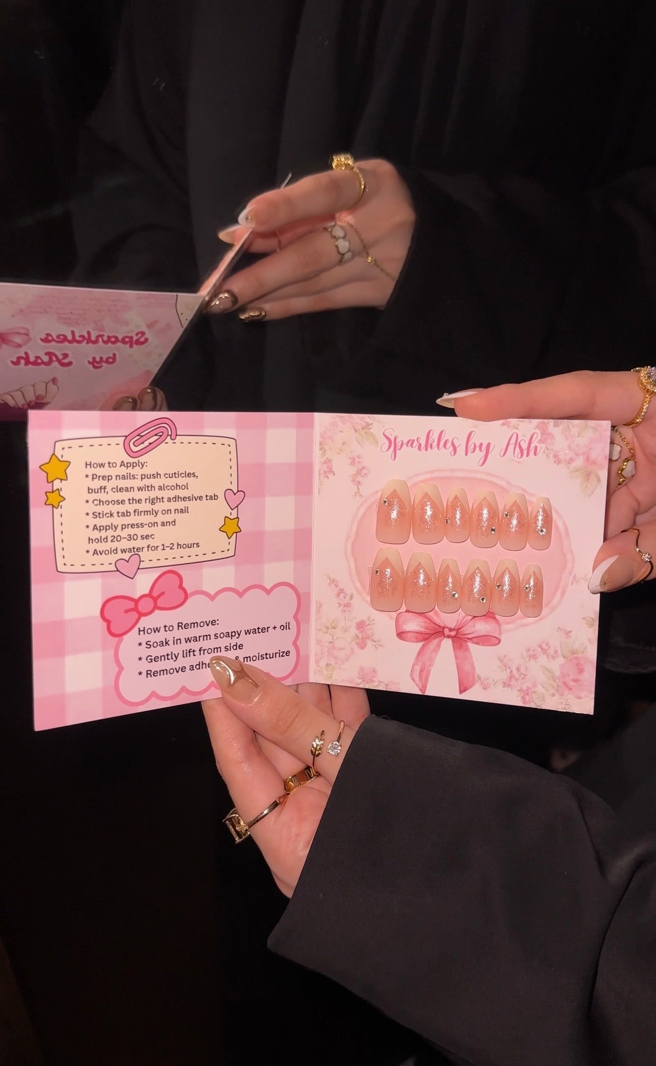 shiny sparkly nails 💗✨24pcs-free application kit