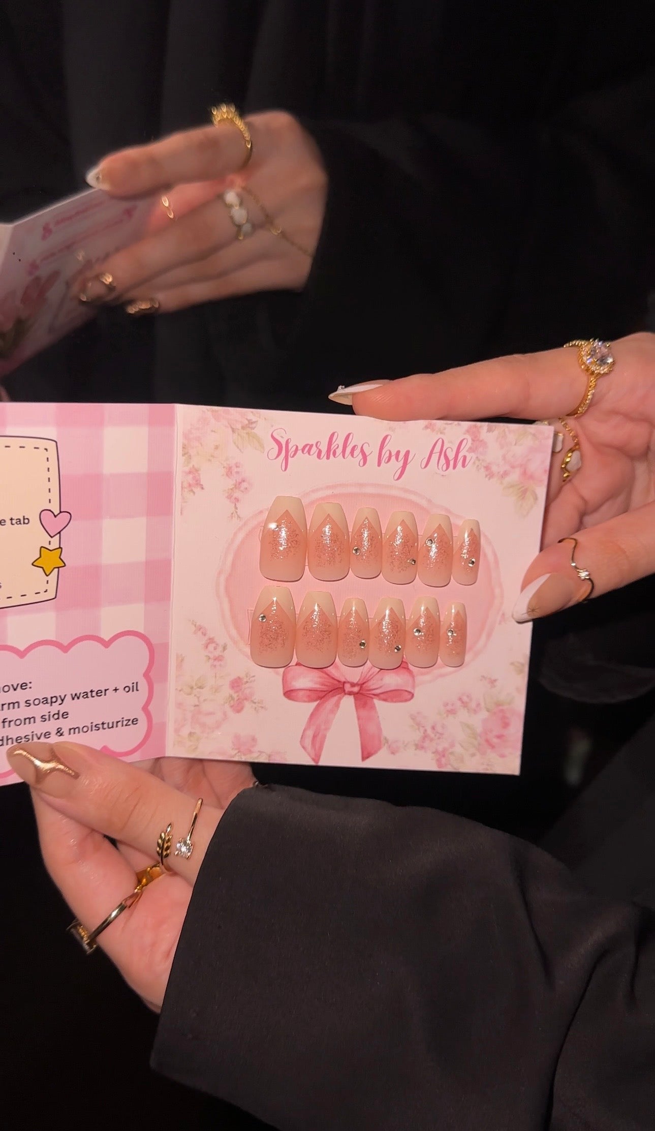 shiny sparkly nails 💗✨24pcs-free application kit