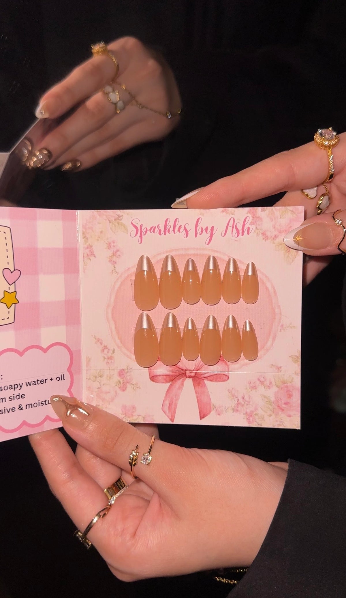 Chic Almond nude nails shiny tips🎀 -24pcs free application kit