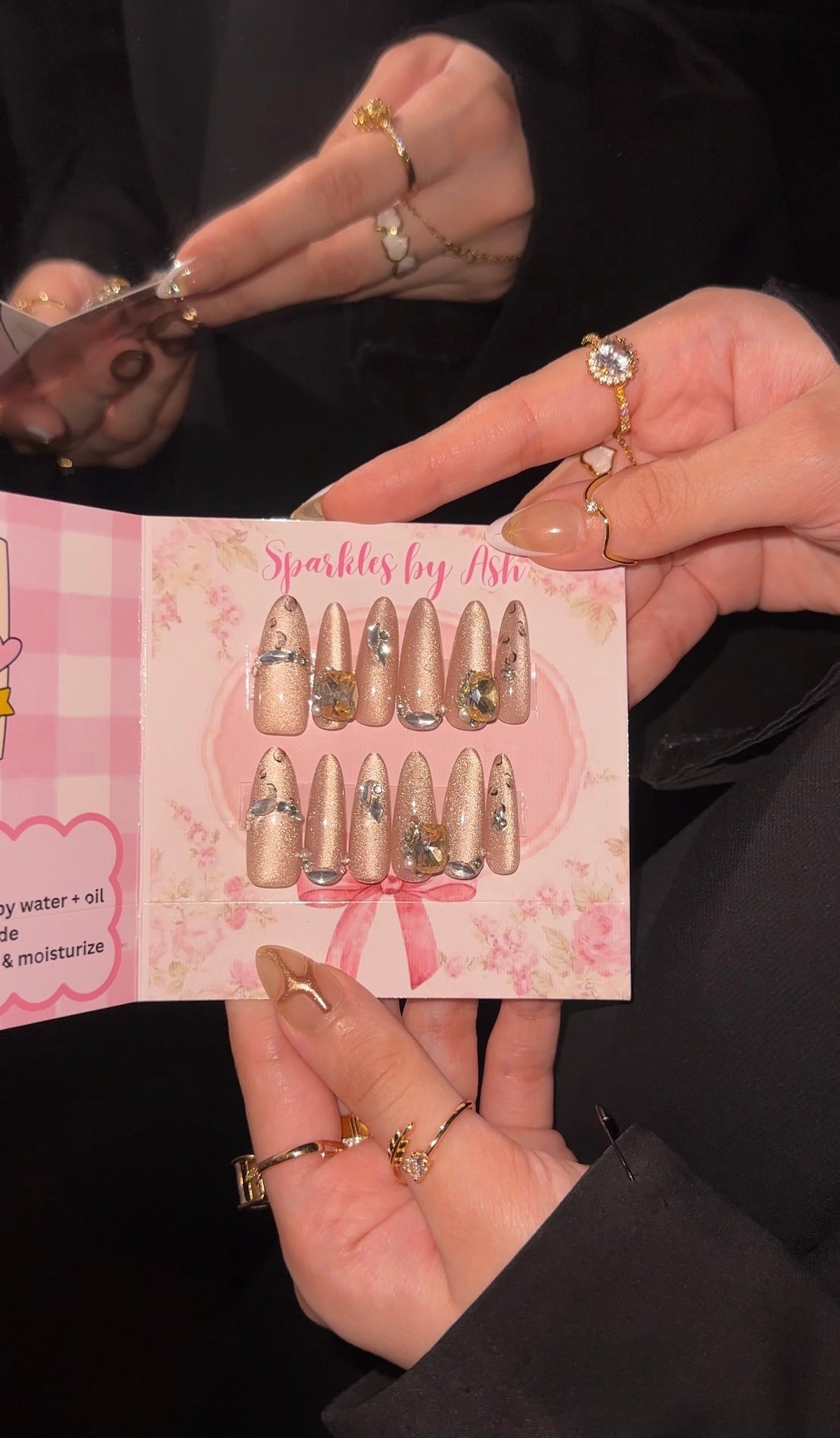 Luxury stones cat eye nails💗✨15pcs-free application kit
