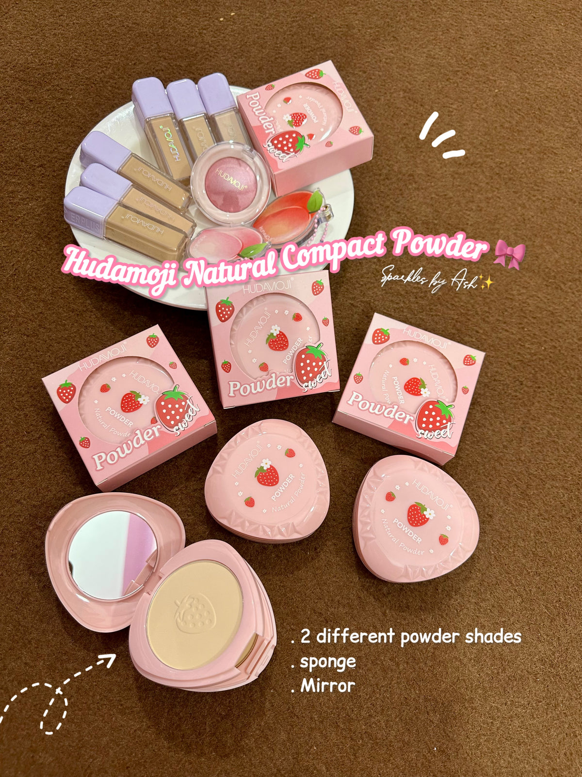 Hudamoji cute natural compact powder 💗
