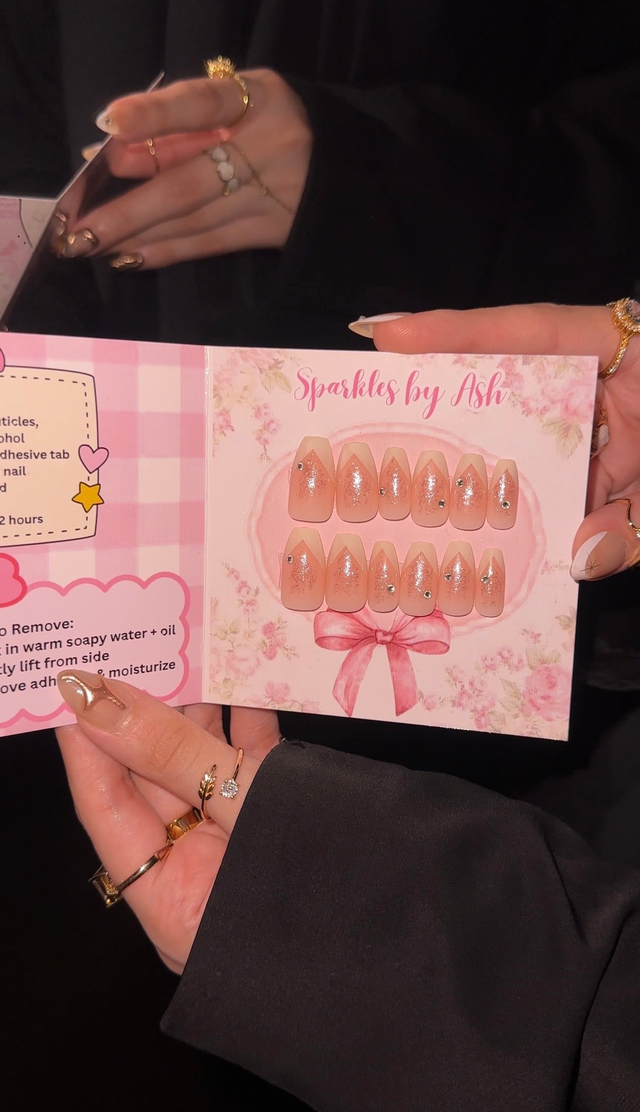 shiny sparkly nails 💗✨24pcs-free application kit
