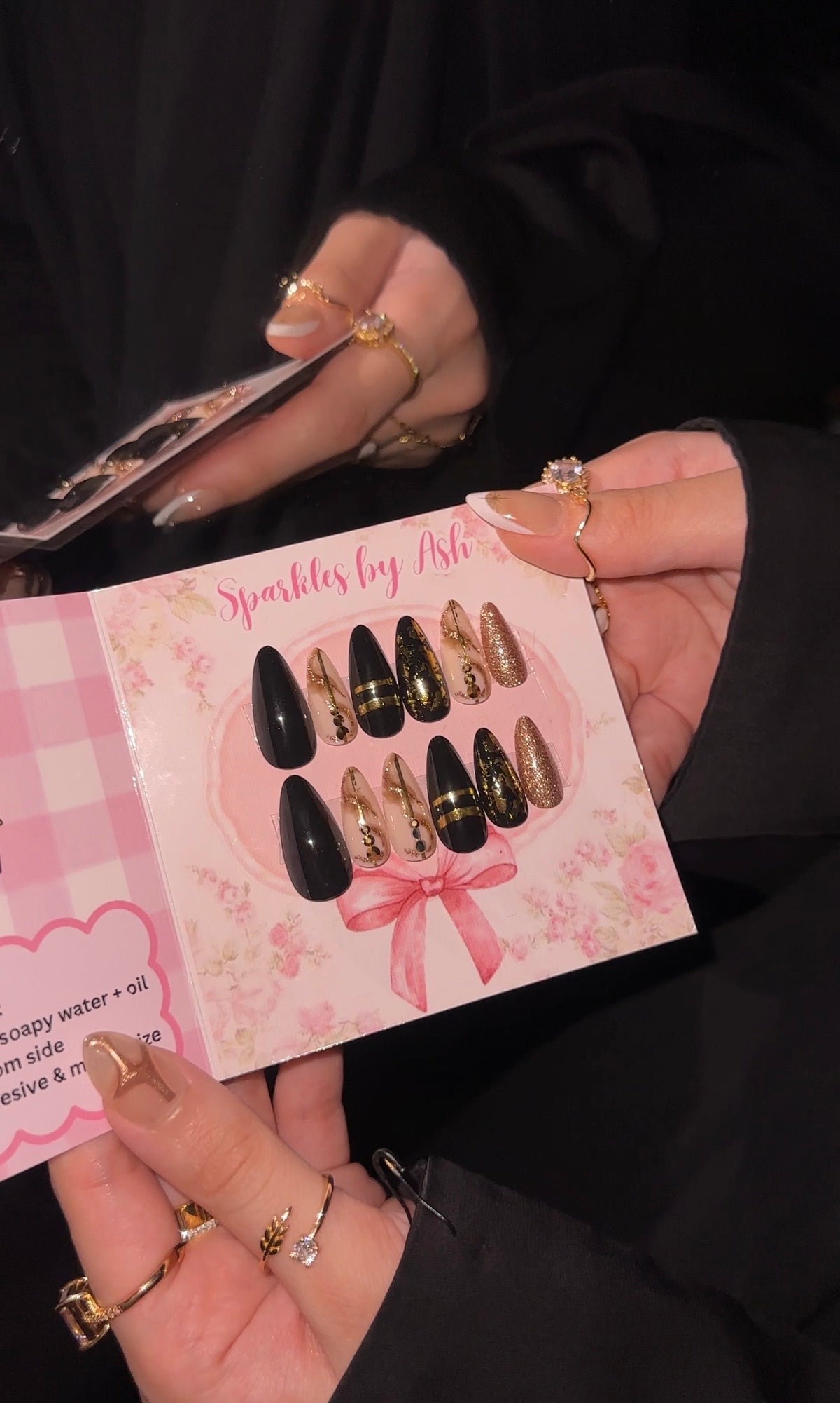 Luxury black & gold Nails 🖤✨24pcs-free application kit