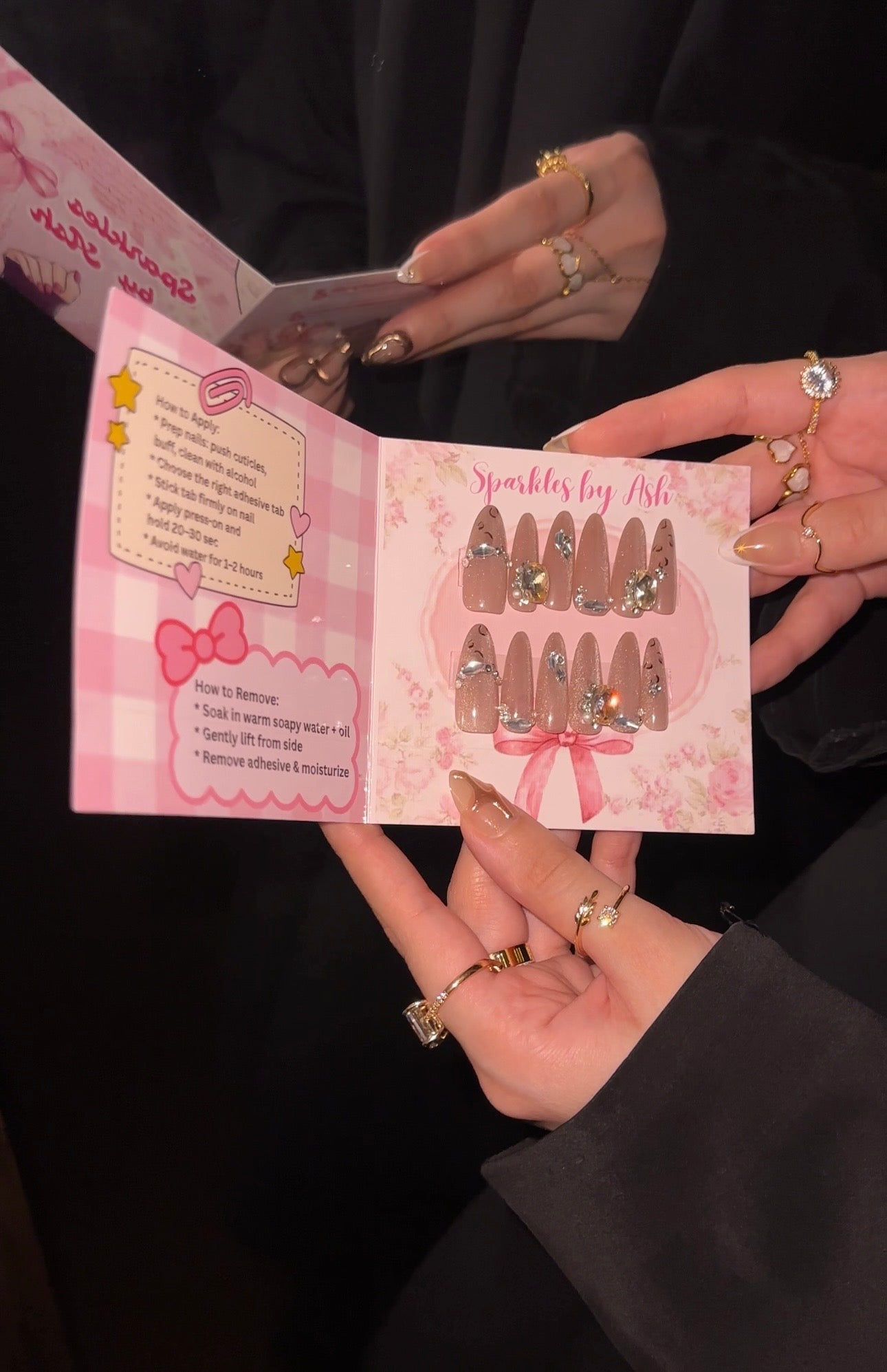 Luxury stones cat eye nails💗✨15pcs-free application kit