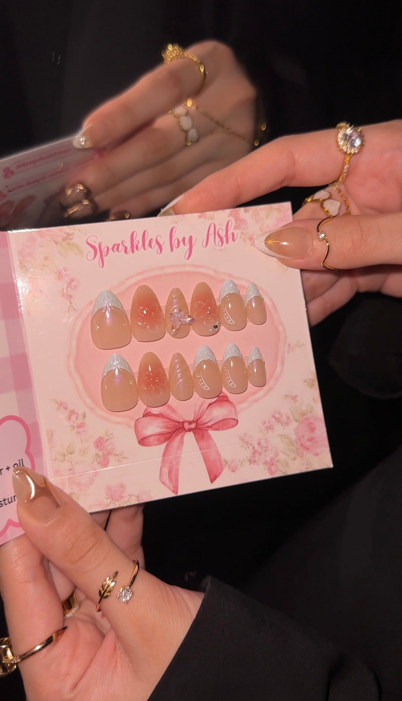 Pearly Nude Almond French Nails✨15pcs-free application kit