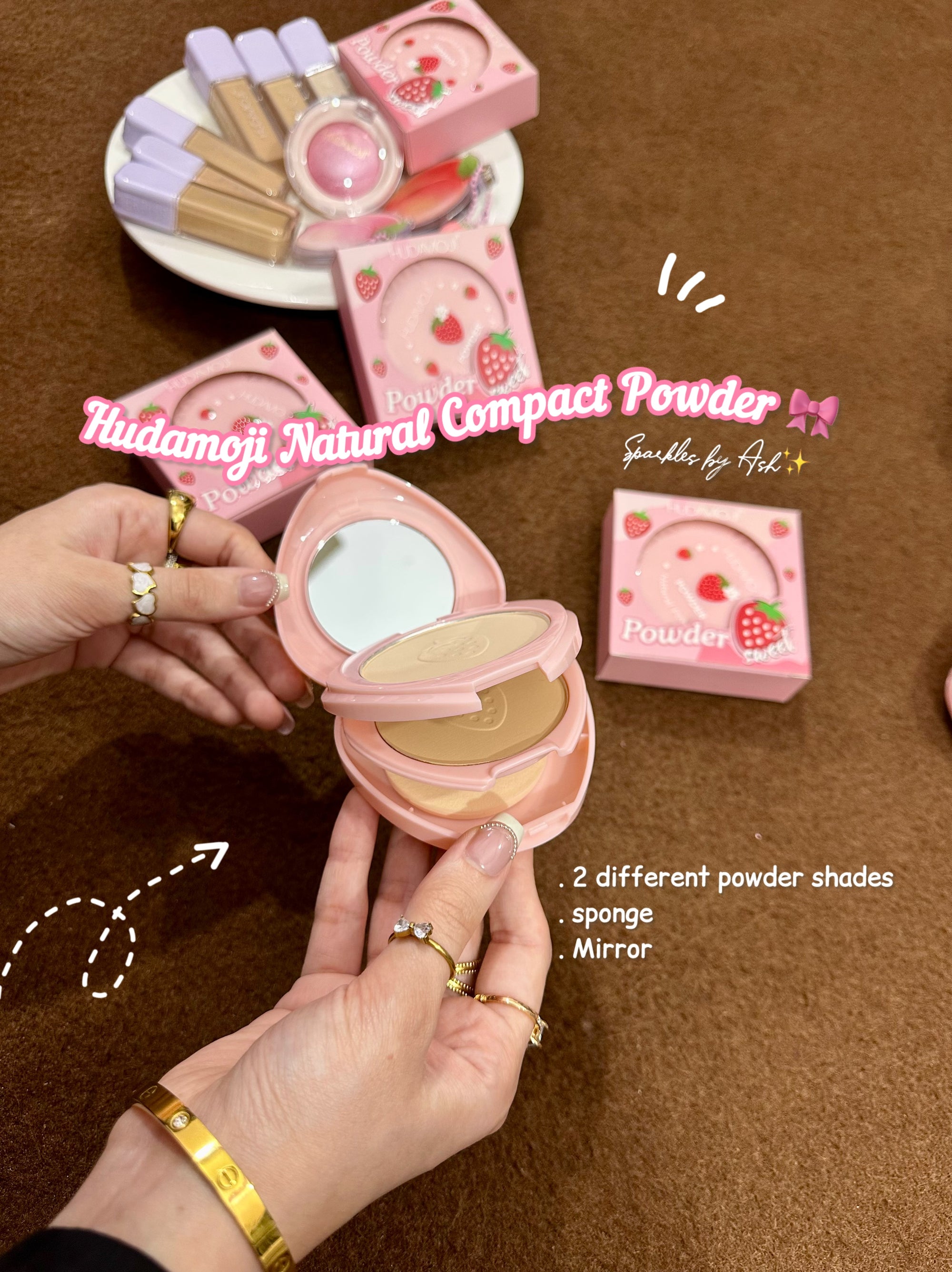 Hudamoji cute natural compact powder 💗