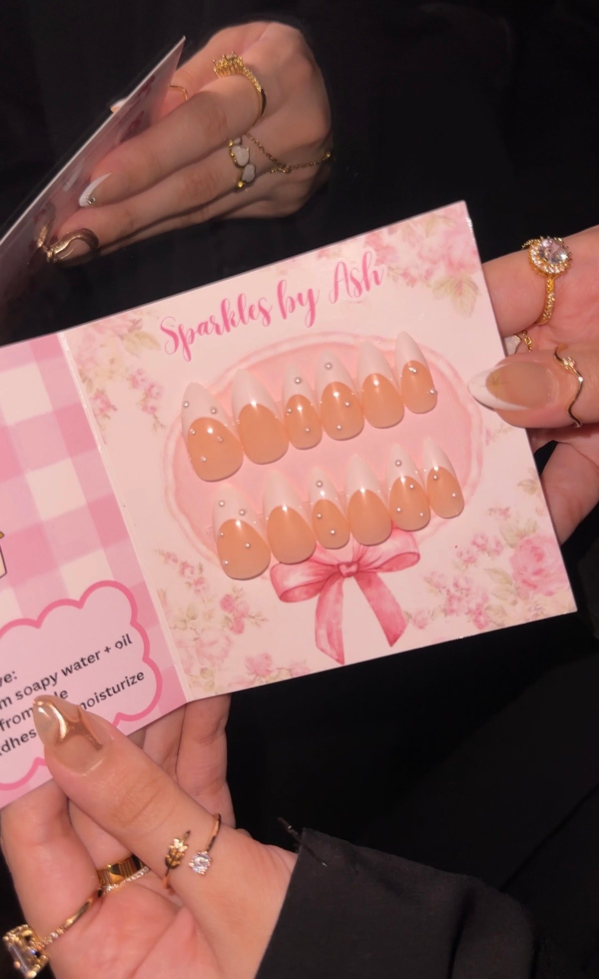 Pearl Tip Almond French Nails🎀 24pcs-free application kit