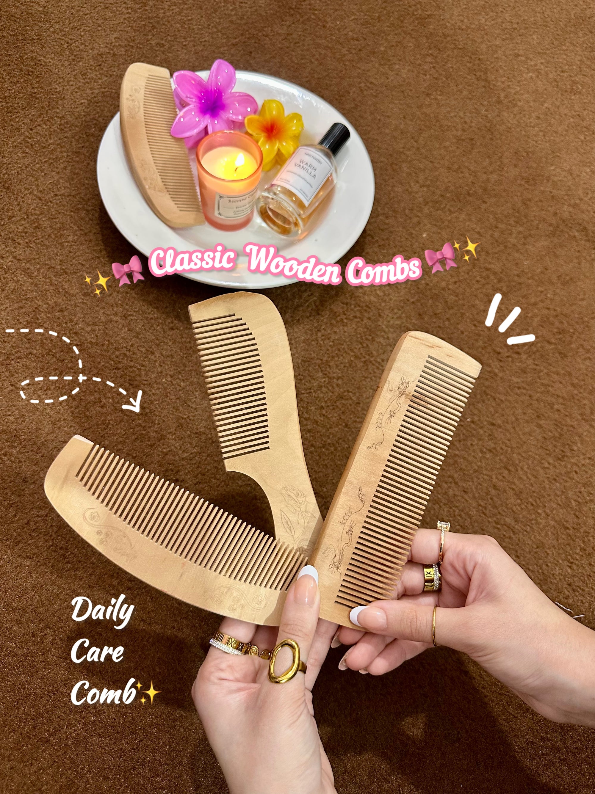 Classic Wooden Combs 🌸✨