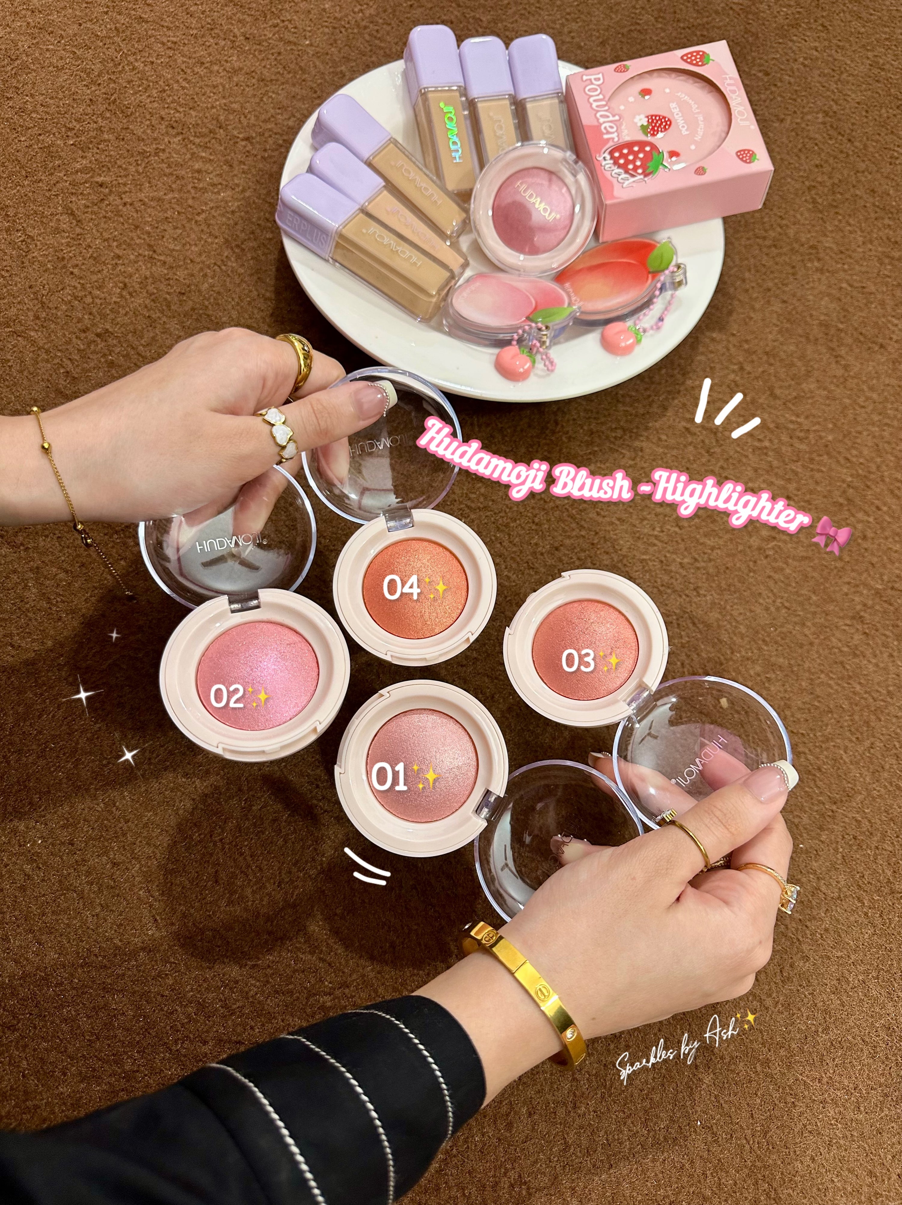 Hudamoji blush-highlighter 💗✨dewy finish