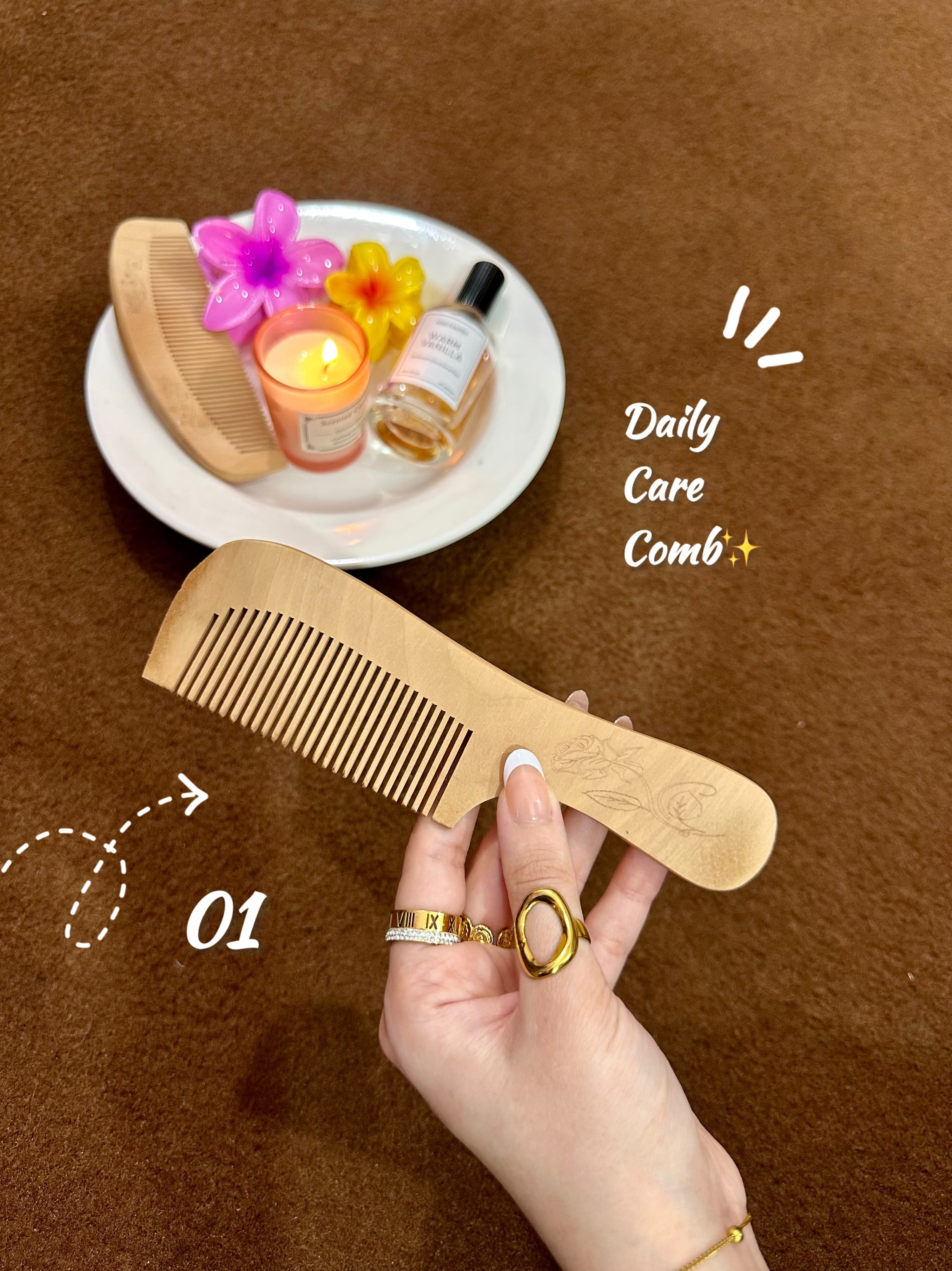 Classic Wooden Combs 🌸✨