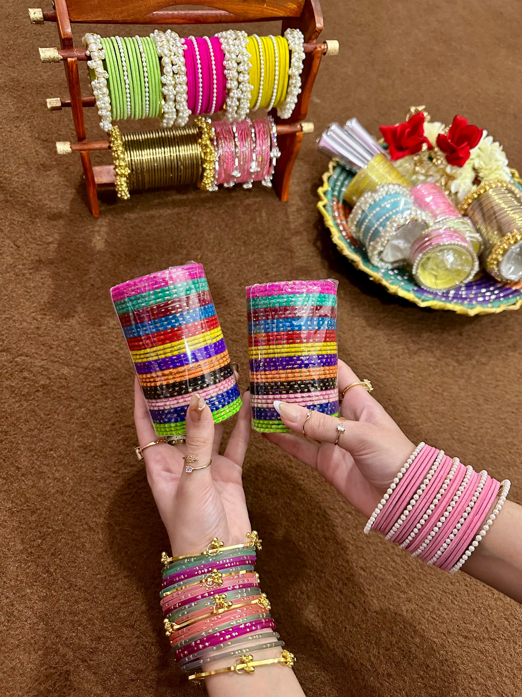 Multi color glass bangle sets 💗🌙✨ size 2.6