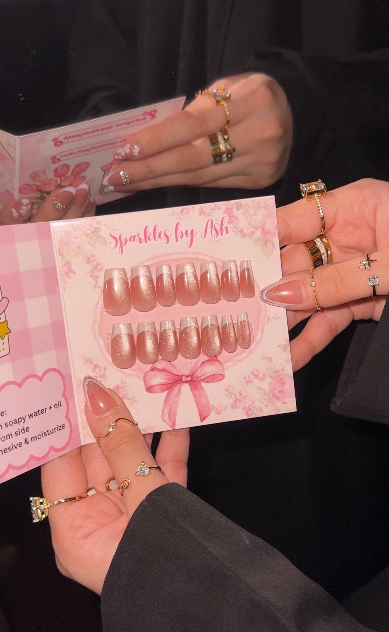 Viral Cat Eye French Nails ✨24pcs-free application kit