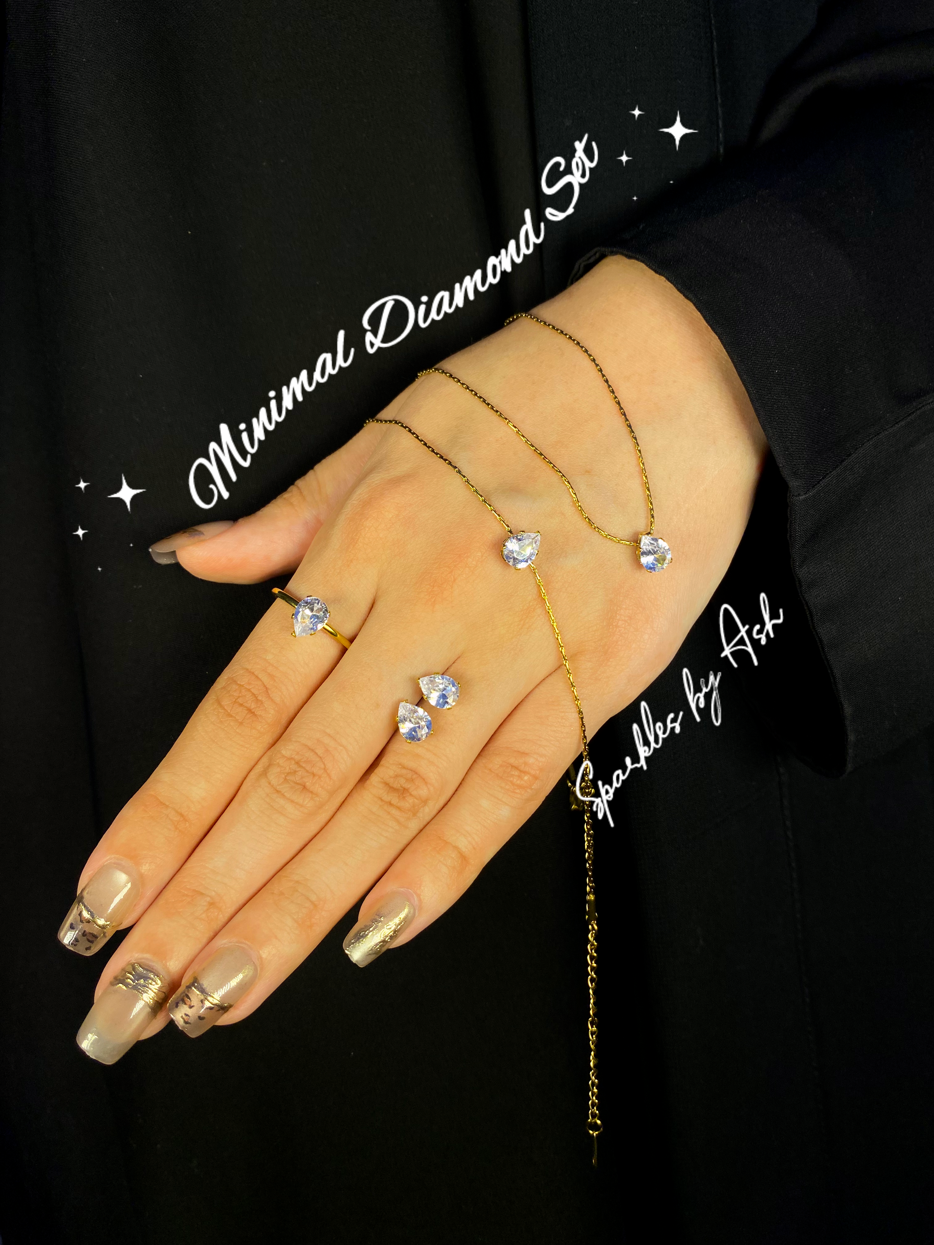 Minimal diamond Set 🎀 (silver stone 💎)without ring