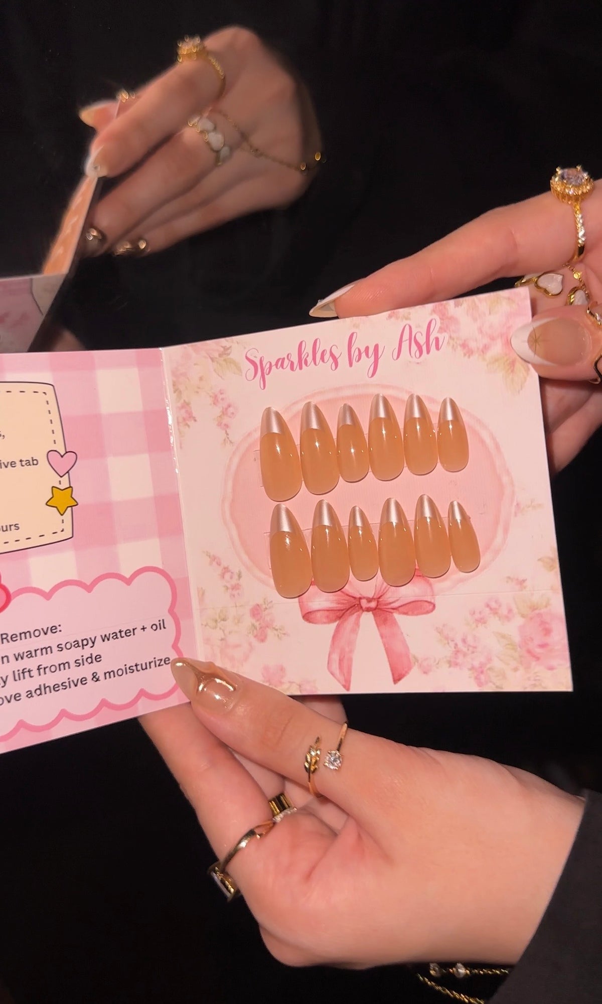 Chic Almond nude nails shiny tips🎀 -24pcs free application kit