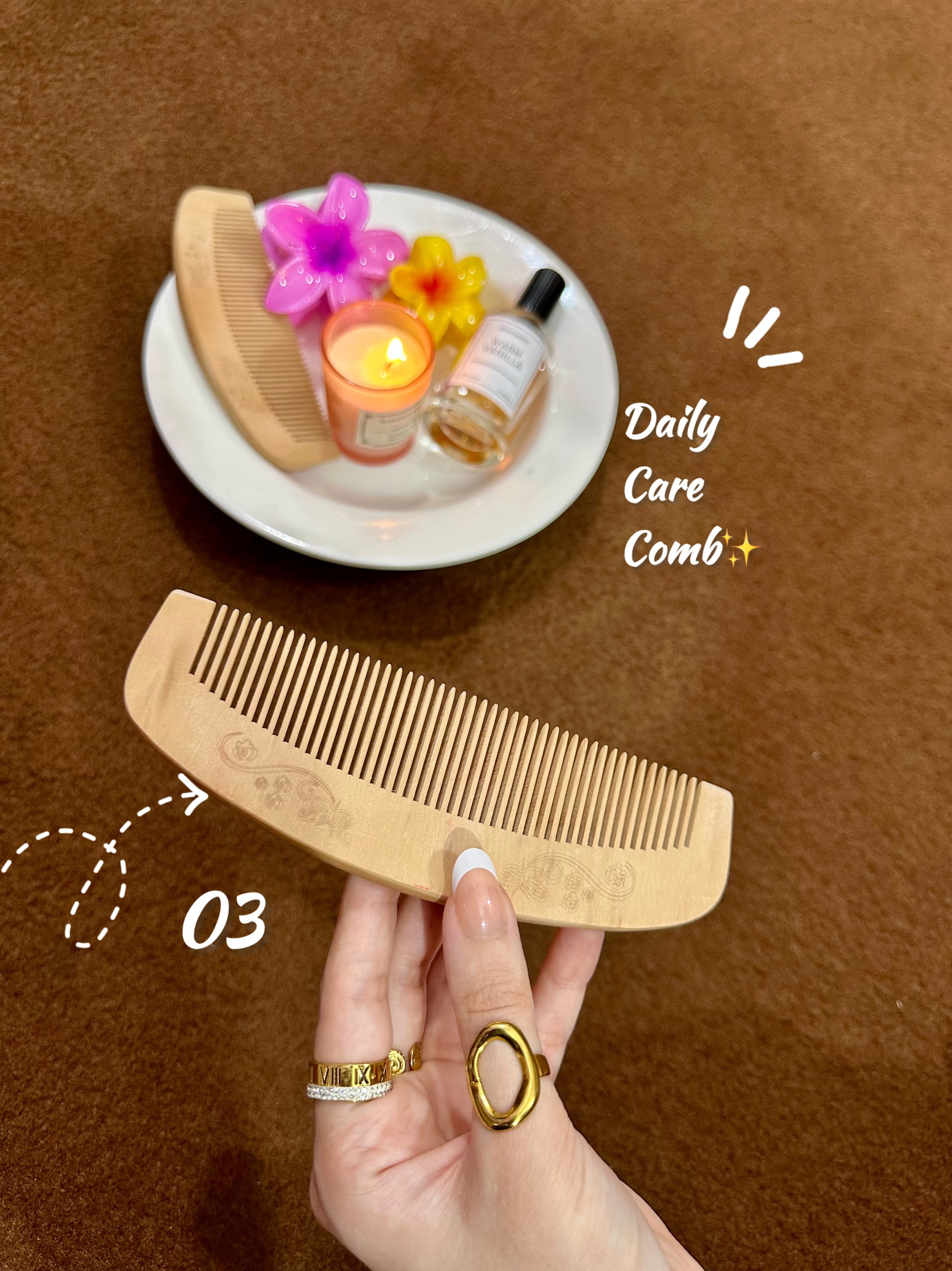 Classic Wooden Combs 🌸✨