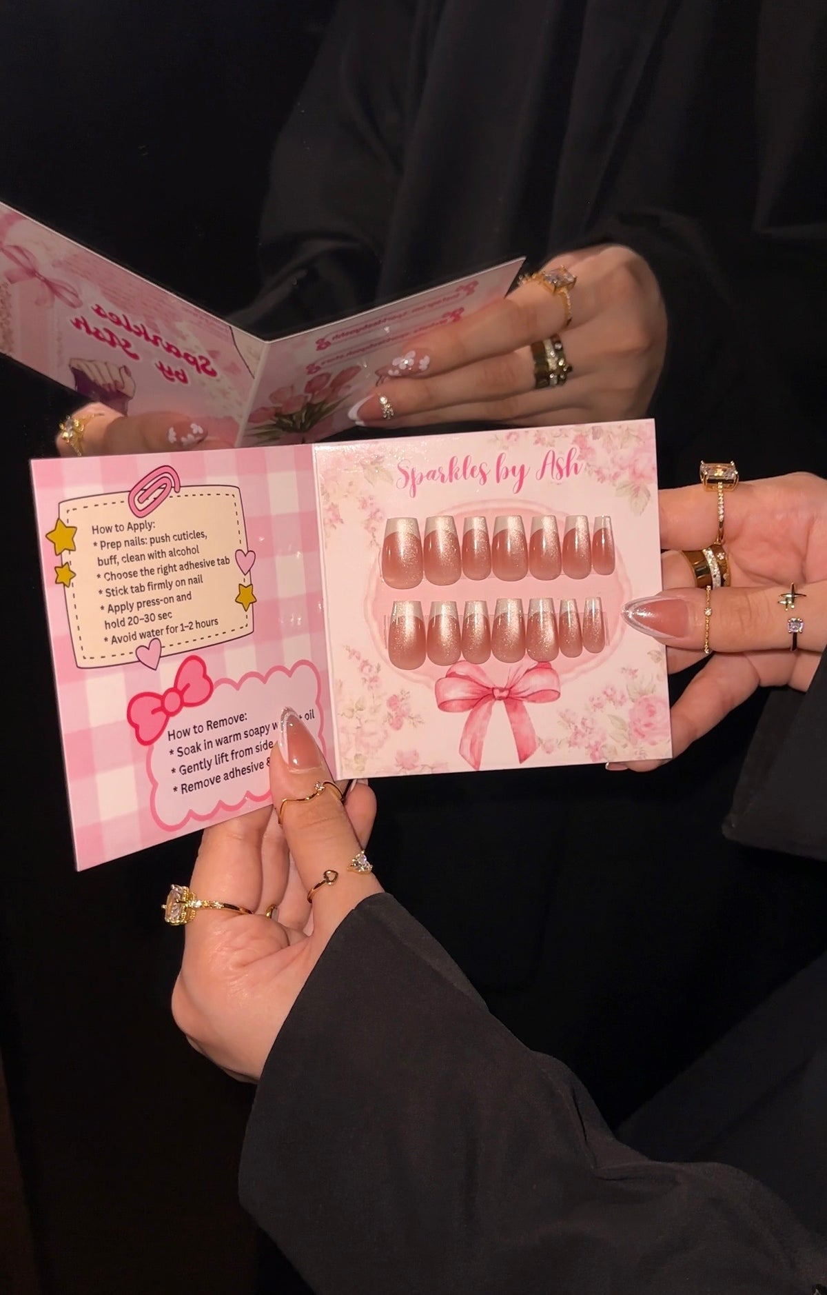 Viral Cat Eye French Nails ✨24pcs-free application kit