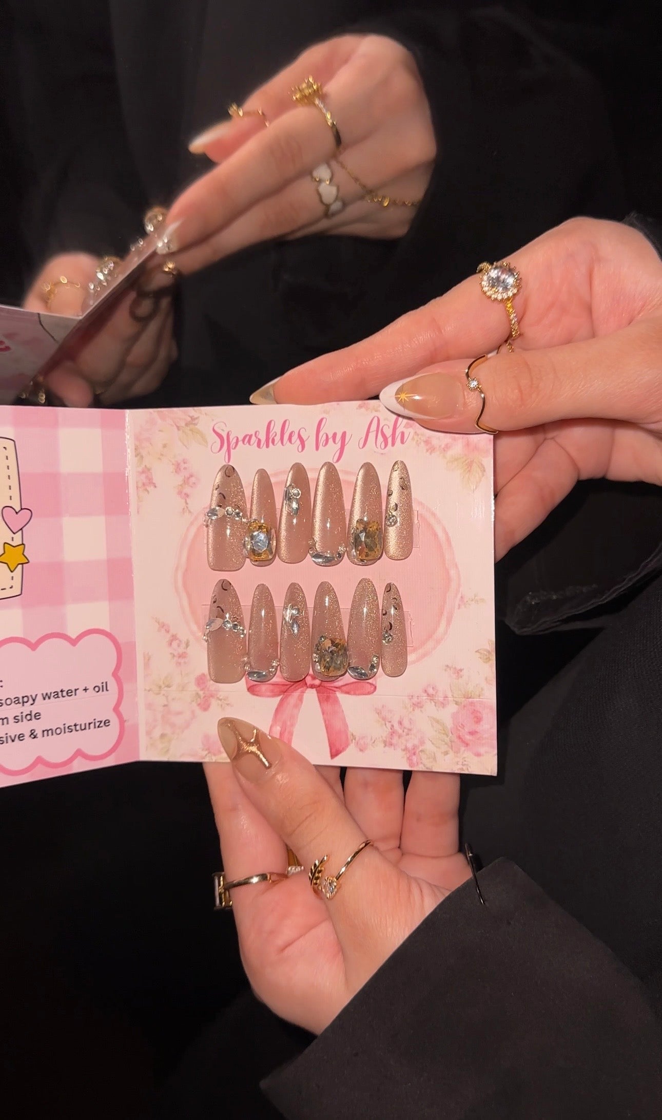 Luxury stones cat eye nails💗✨15pcs-free application kit