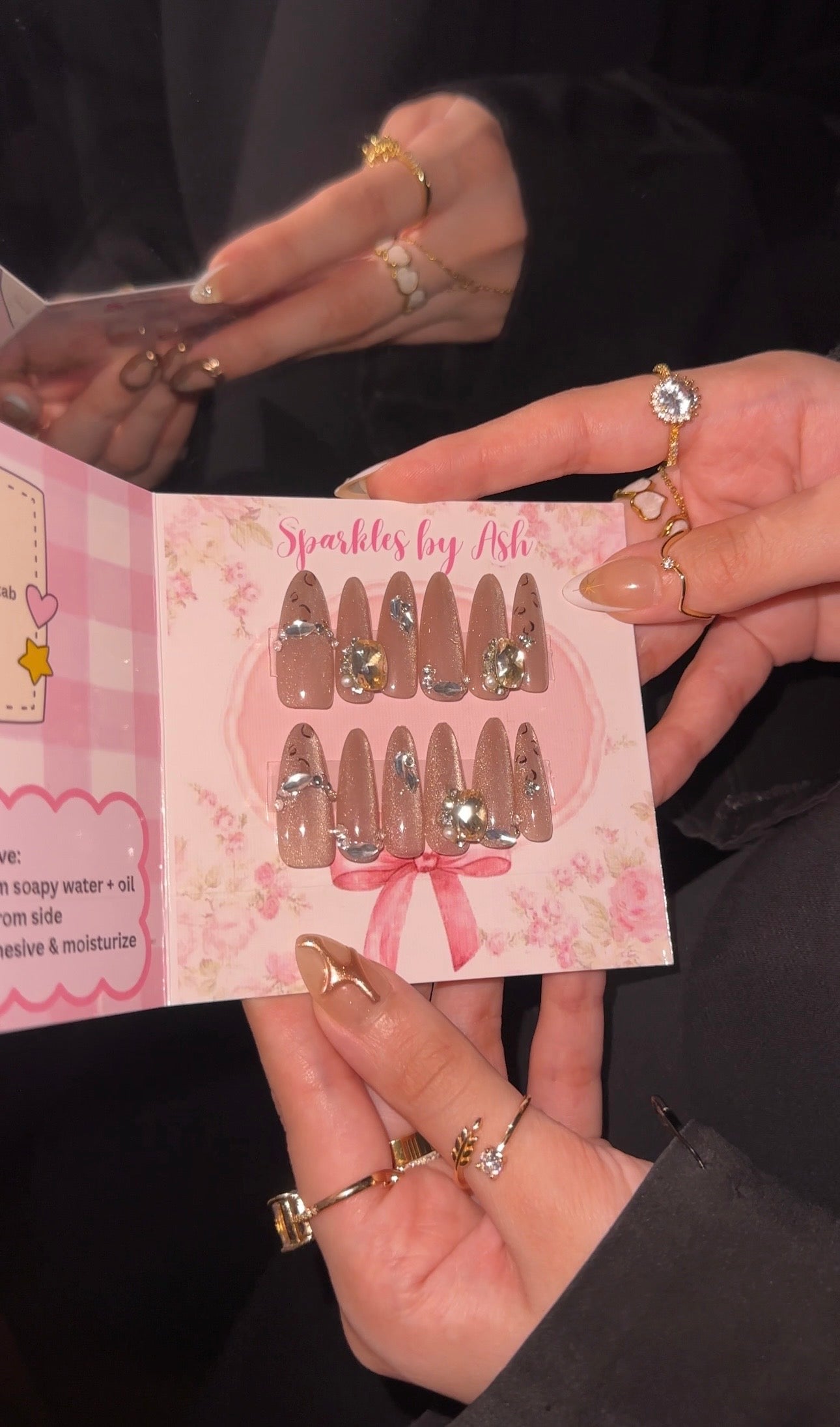 Luxury stones cat eye nails💗✨15pcs-free application kit