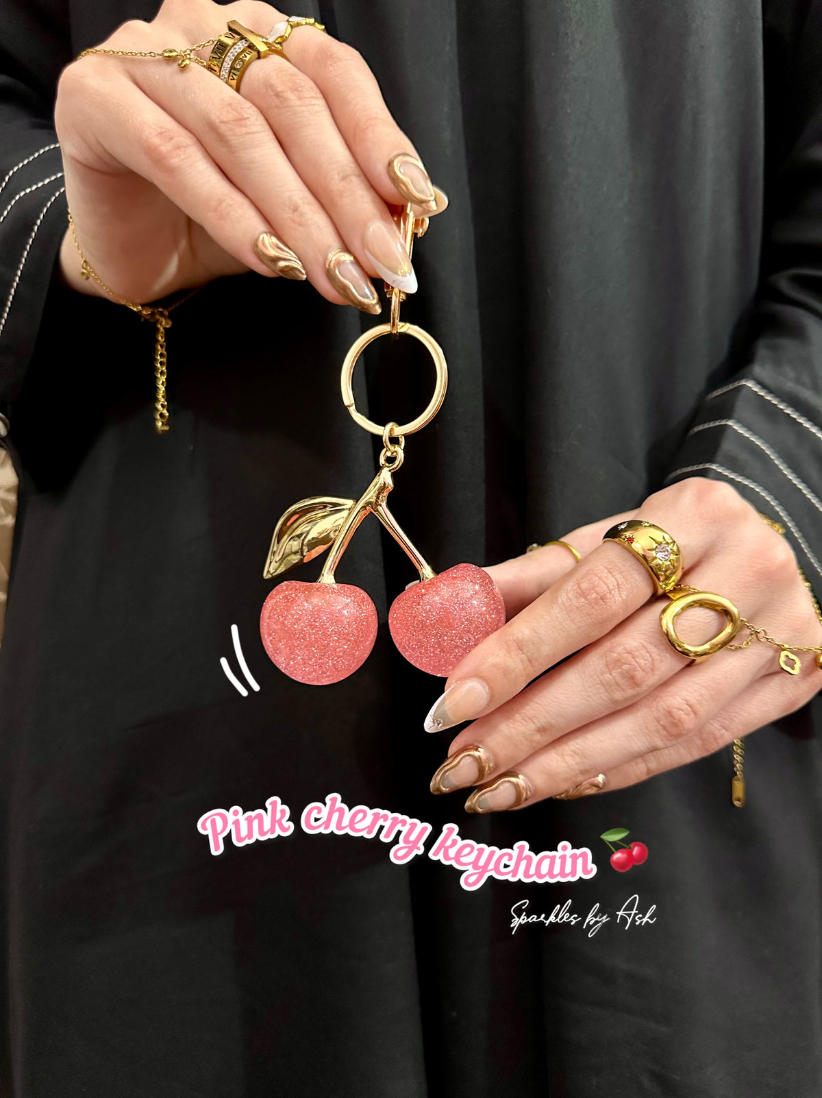 Pink cherry keychain 🍒