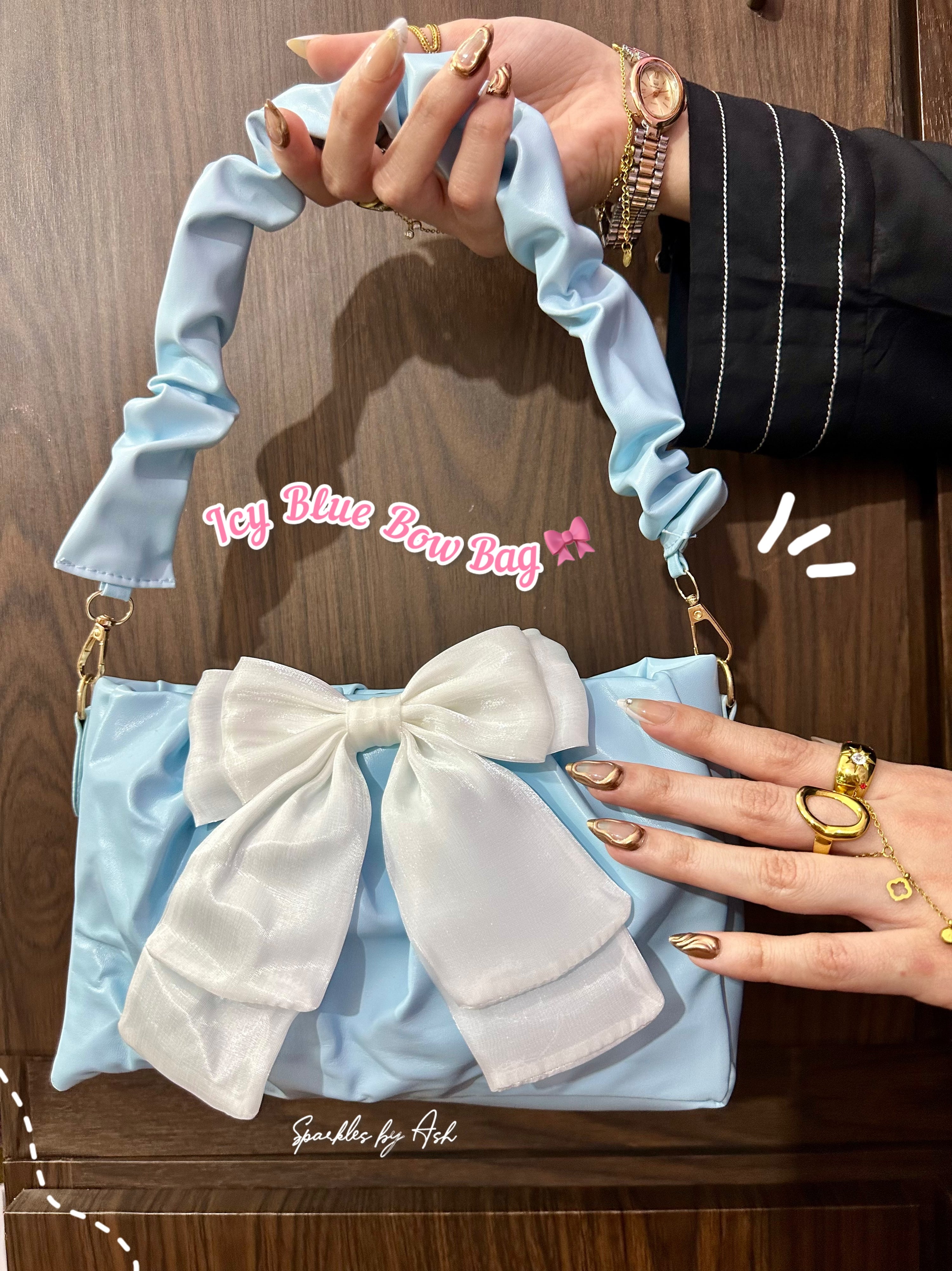 icy blue bow bag 🩵